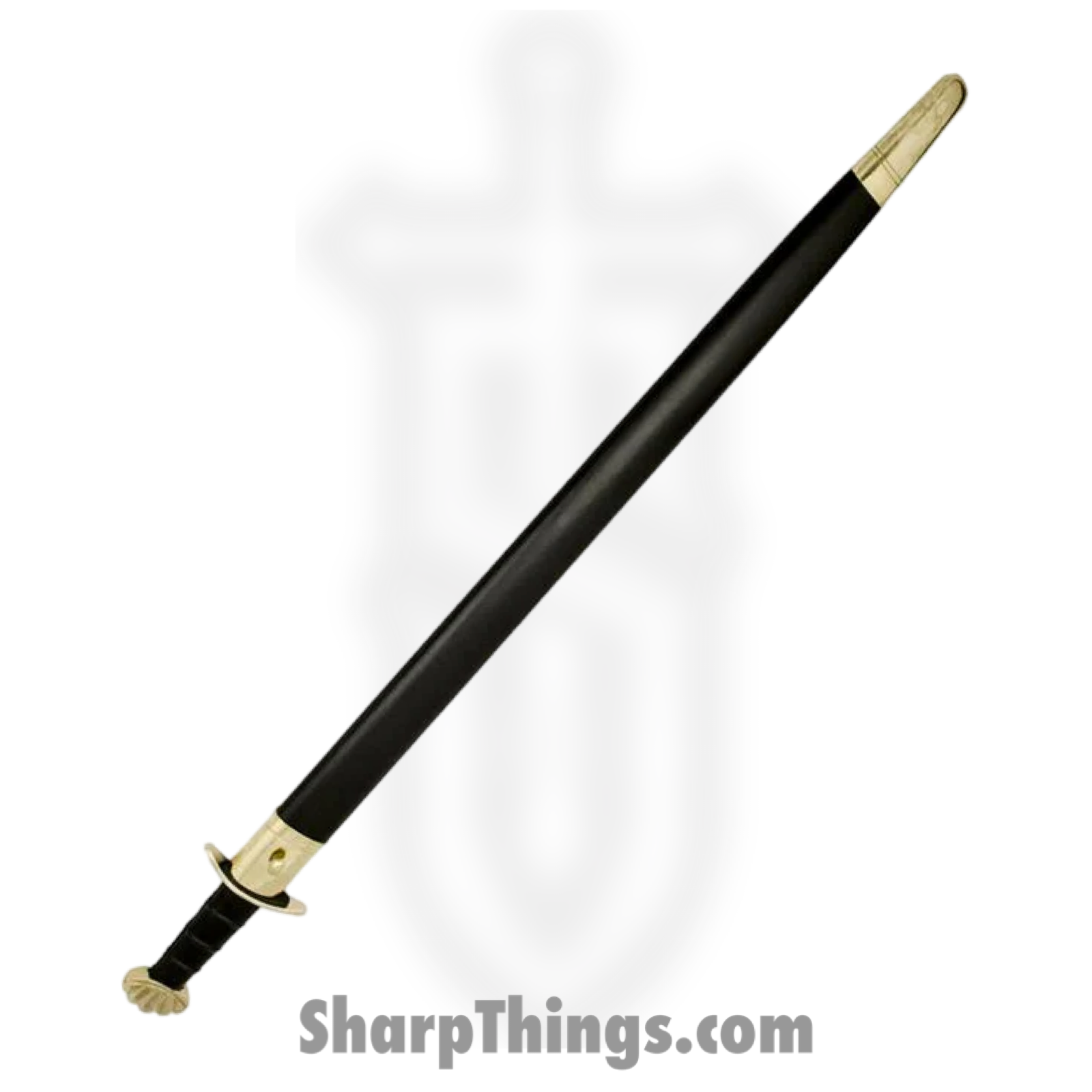 PTC - ICS-606 - Viking Battle Ready Sword and Scabbard Set - Fixed Blade Knife - Carbon Steel Polished - Leather Wrapped - Black Gold - Image 2
