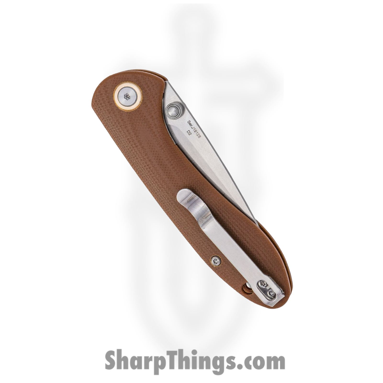 CJRB - J1912SBNC - Small Feldspar - Folding Knife - D2 Stonewash Drop Point - G10 - Brown - Image 3