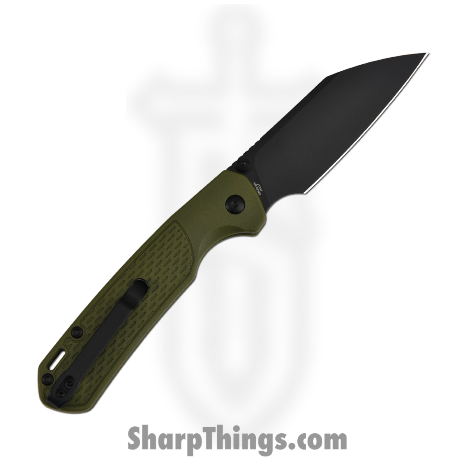 CJRB - J1945BGN - Pyrite - Folding Knife - AR-RPM9 Coated Wharncliffe - FRN - Green - Image 2
