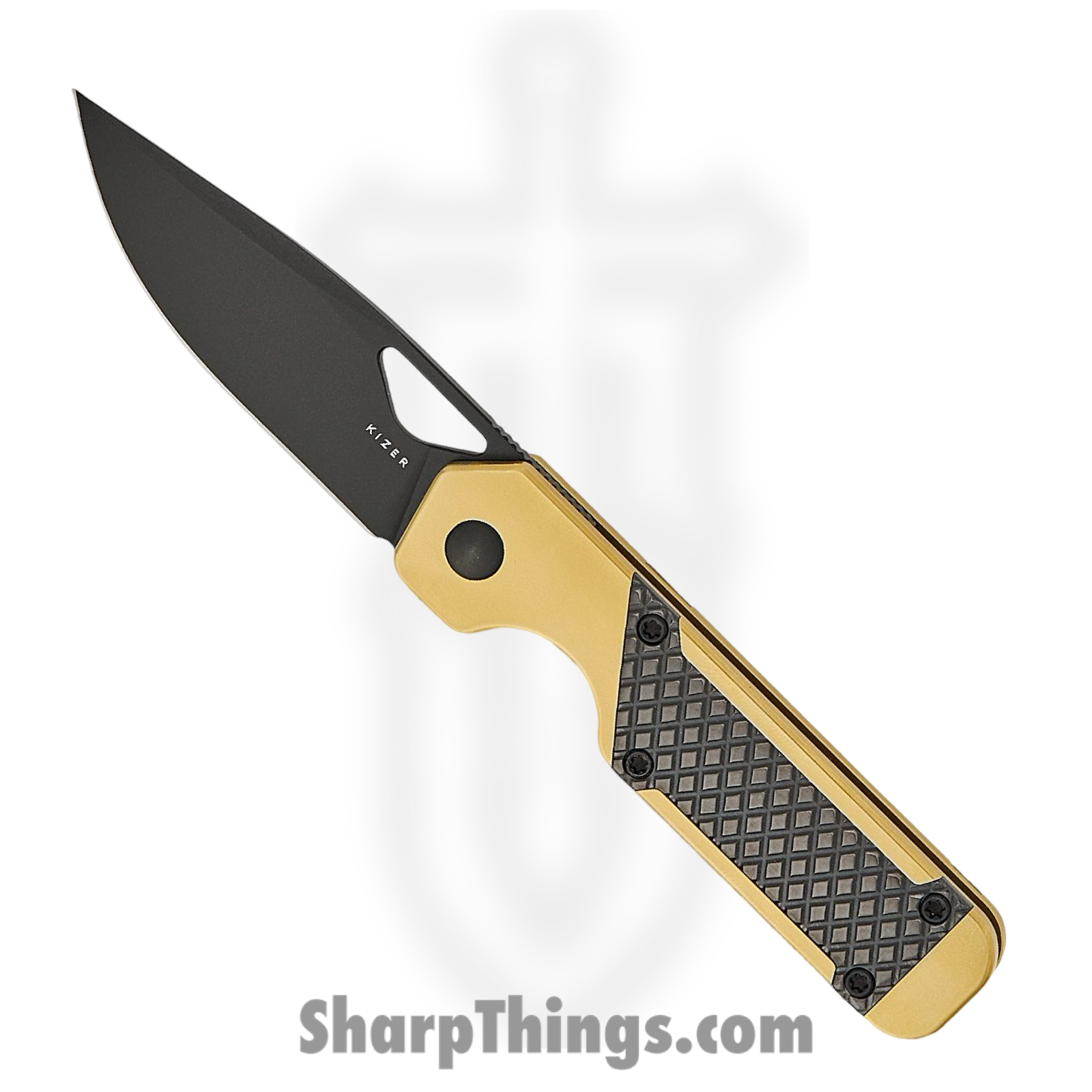 Kizer Cutlery - KI3634SA3 - Mini Militaw - Folding Knife - CPM S45VN Coated Drop Point - Titanium with Zalium Inlays - Gold Black