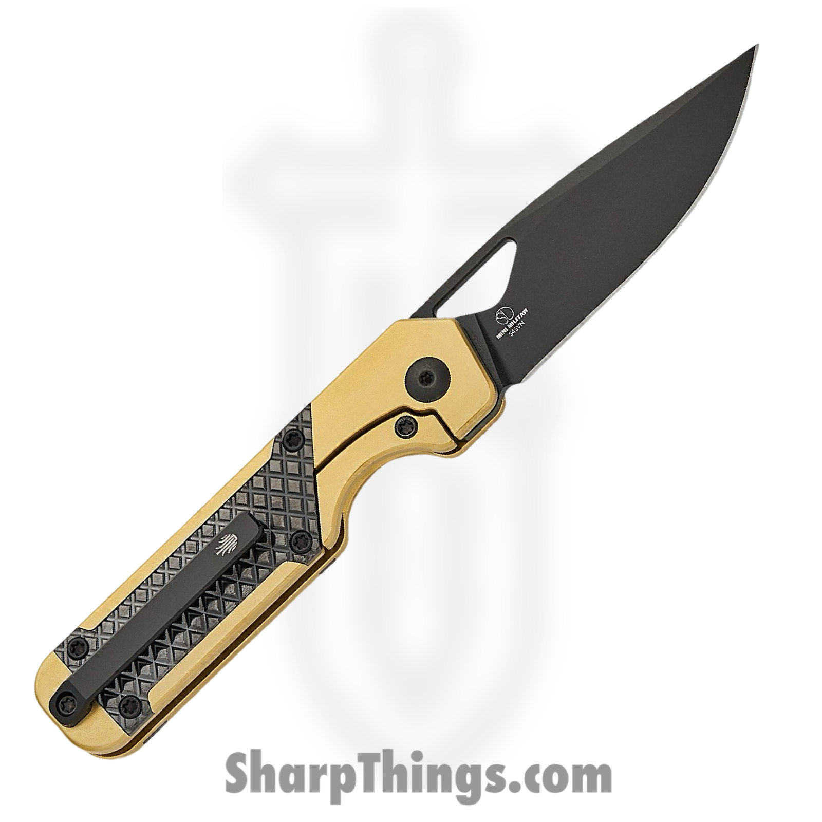 Kizer Cutlery - KI3634SA3 - Mini Militaw - Folding Knife - CPM S45VN Coated Drop Point - Titanium with Zalium Inlays - Gold Black - Image 2