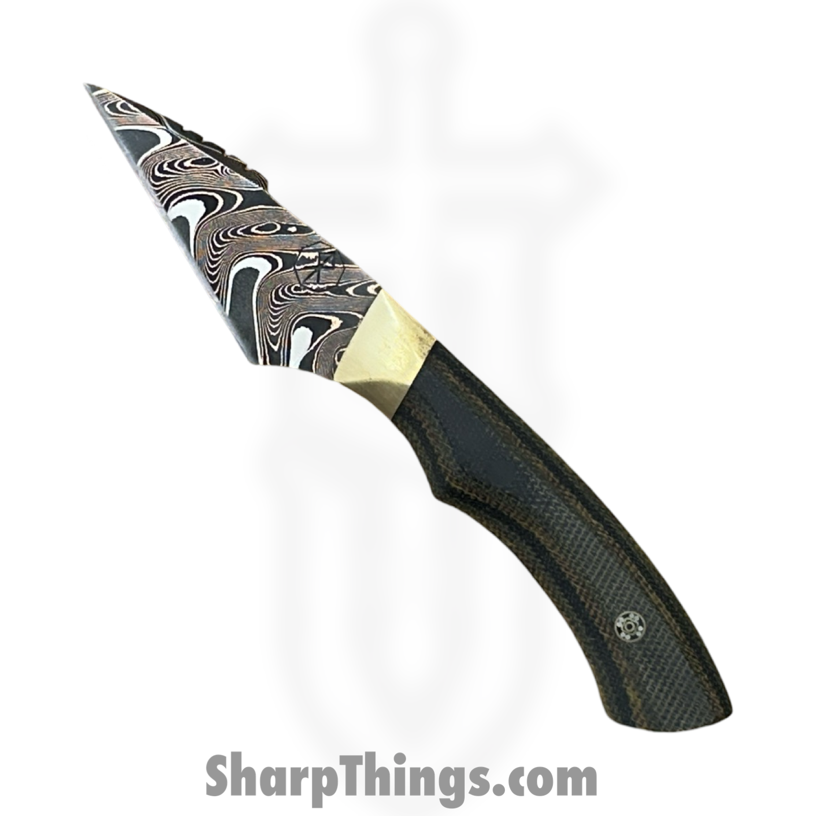 Royalty Rings Co. - RRC-Nyx-02 - Nyx - Fixed Blade Knife - Chevron CopperMai 80CRV2 Damascus Wharncliffe - Micarta - OD Green
