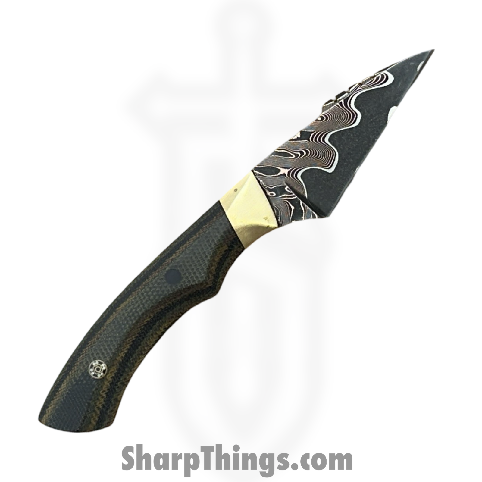 Royalty Rings Co. - RRC-Nyx-02 - Nyx - Fixed Blade Knife - Chevron CopperMai 80CRV2 Damascus Wharncliffe - Micarta - OD Green - Image 2