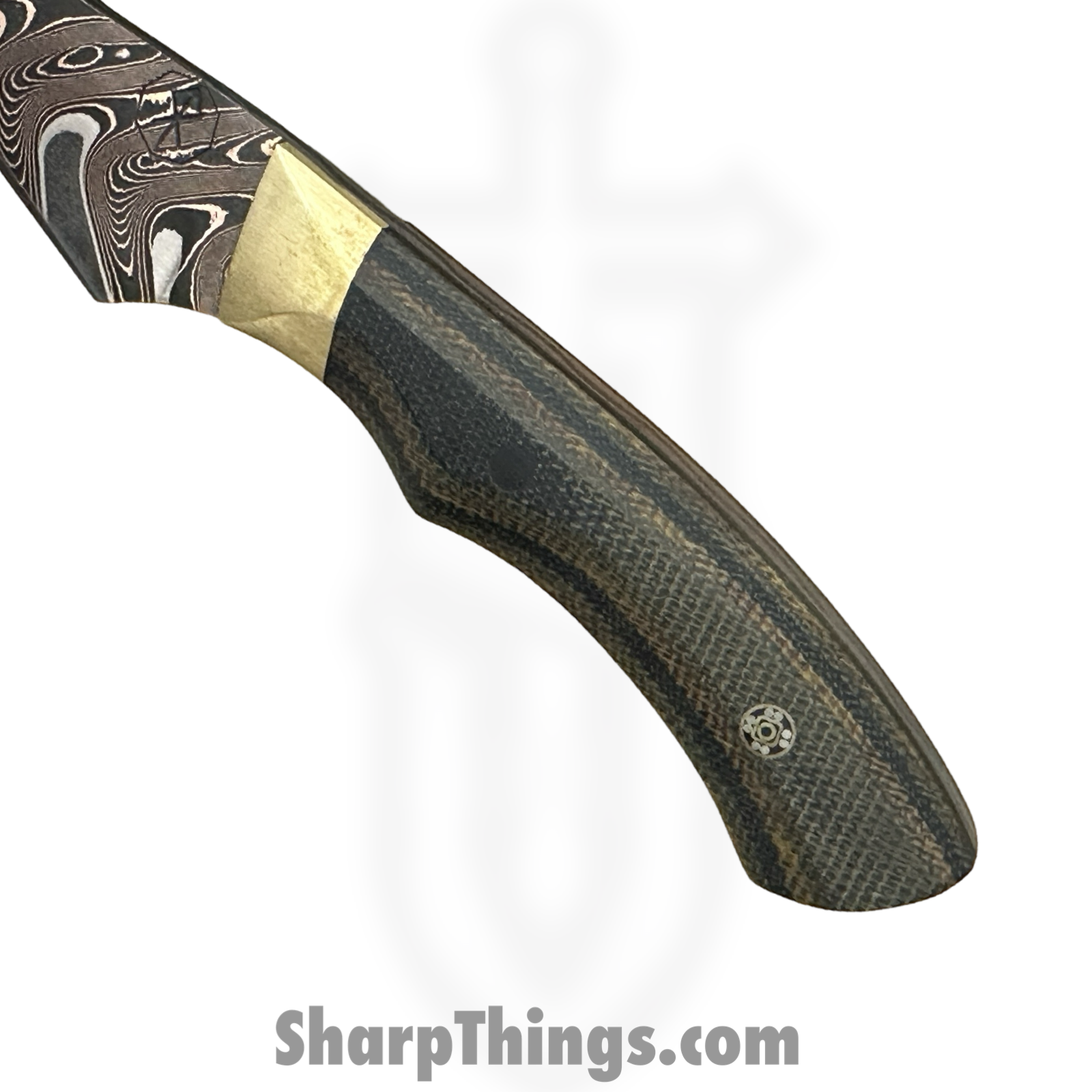 Royalty Rings Co. - RRC-Nyx-02 - Nyx - Fixed Blade Knife - Chevron CopperMai 80CRV2 Damascus Wharncliffe - Micarta - OD Green - Image 4