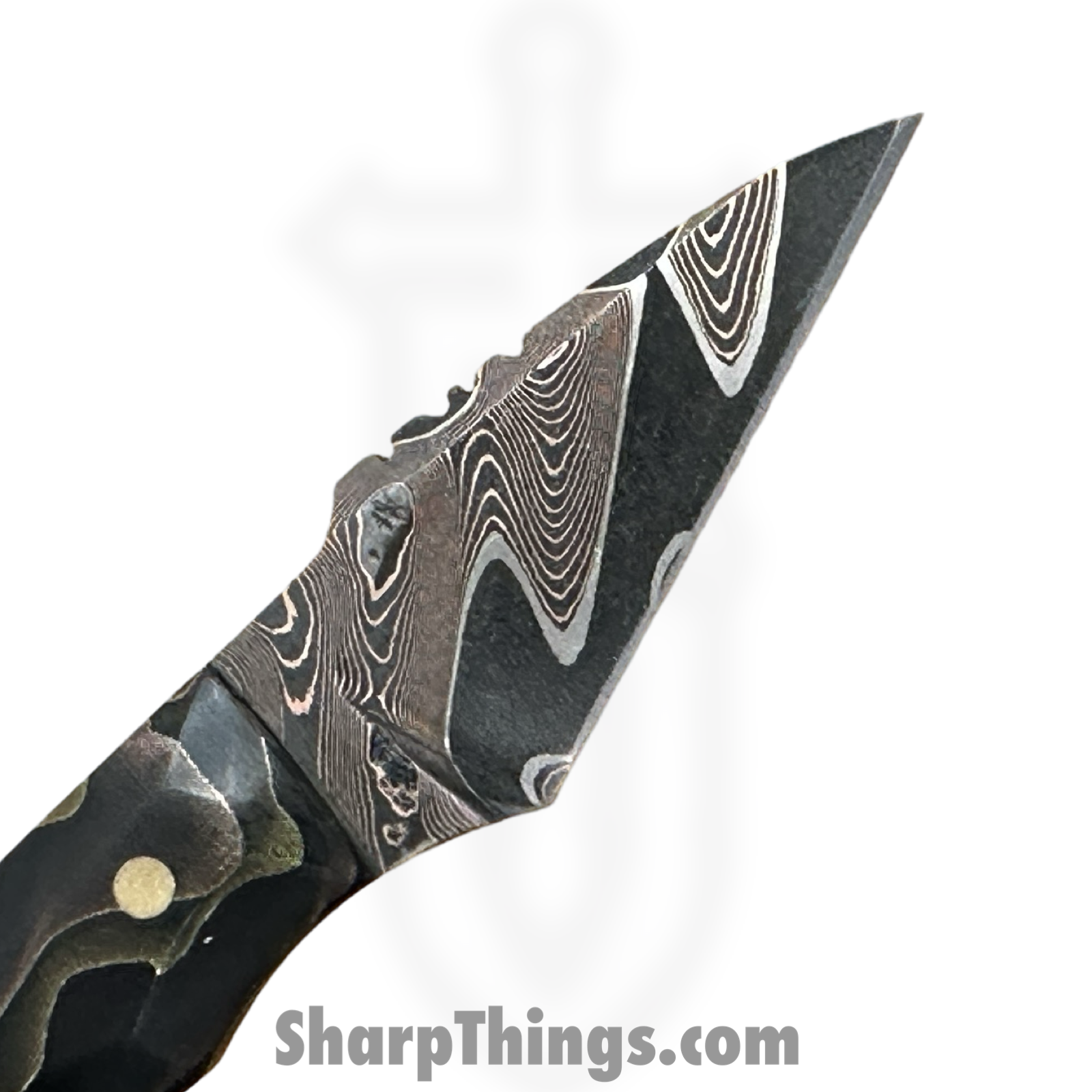 Royalty Rings Co. - RRC-Nyx-03 - Nyx - Fixed Blade Knife - Chevron CopperMai 80CRV2 Damascus Wharncliffe - Raffir Noble - Black Copper - Image 3