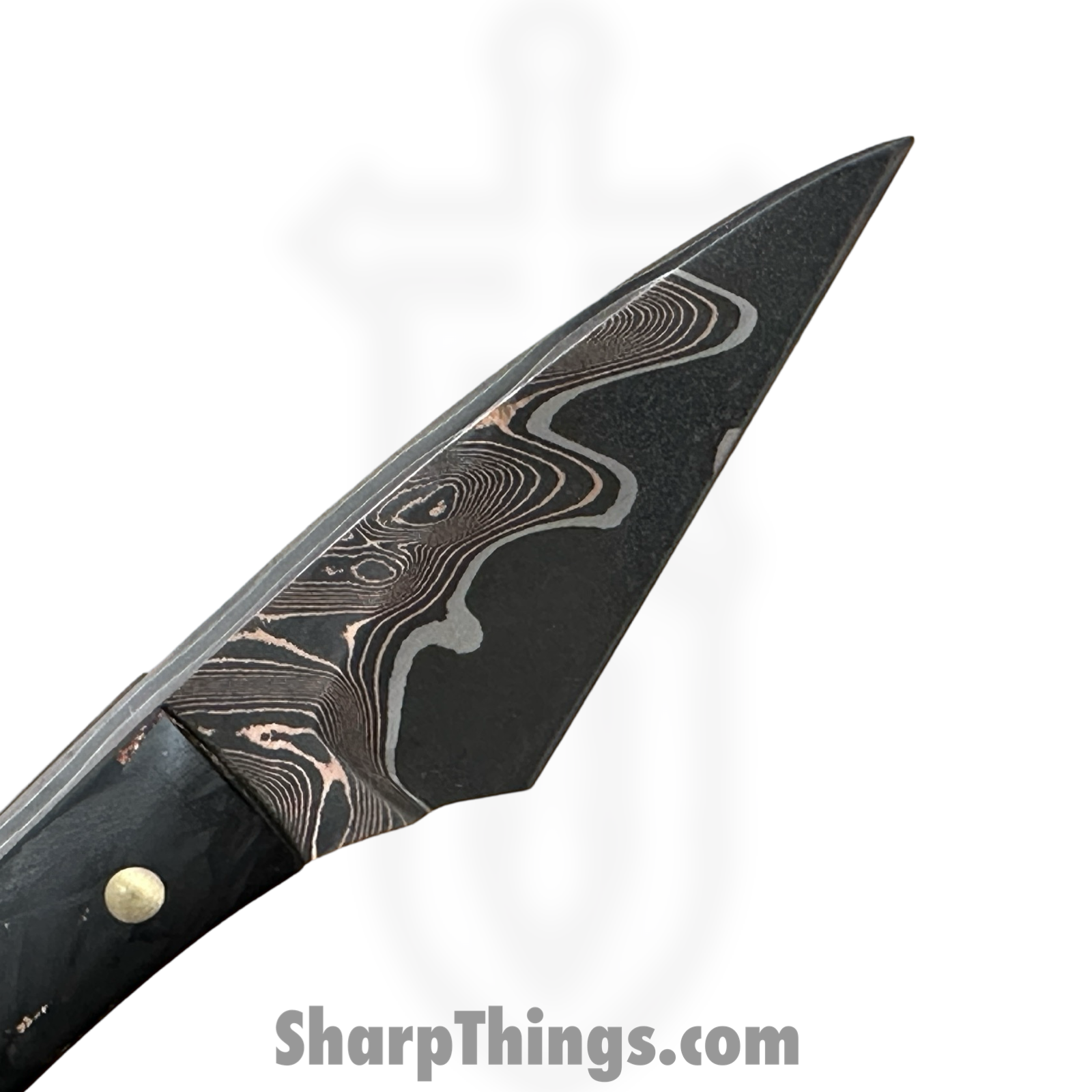 Royalty Rings Co. - RRC-Gaia-02 - Gaia - Fixed Blade Knife - Chevron CopperMai 80CRV2 Damascus Wharncliffe - Carbon Fiber - Black Copper - Image 3