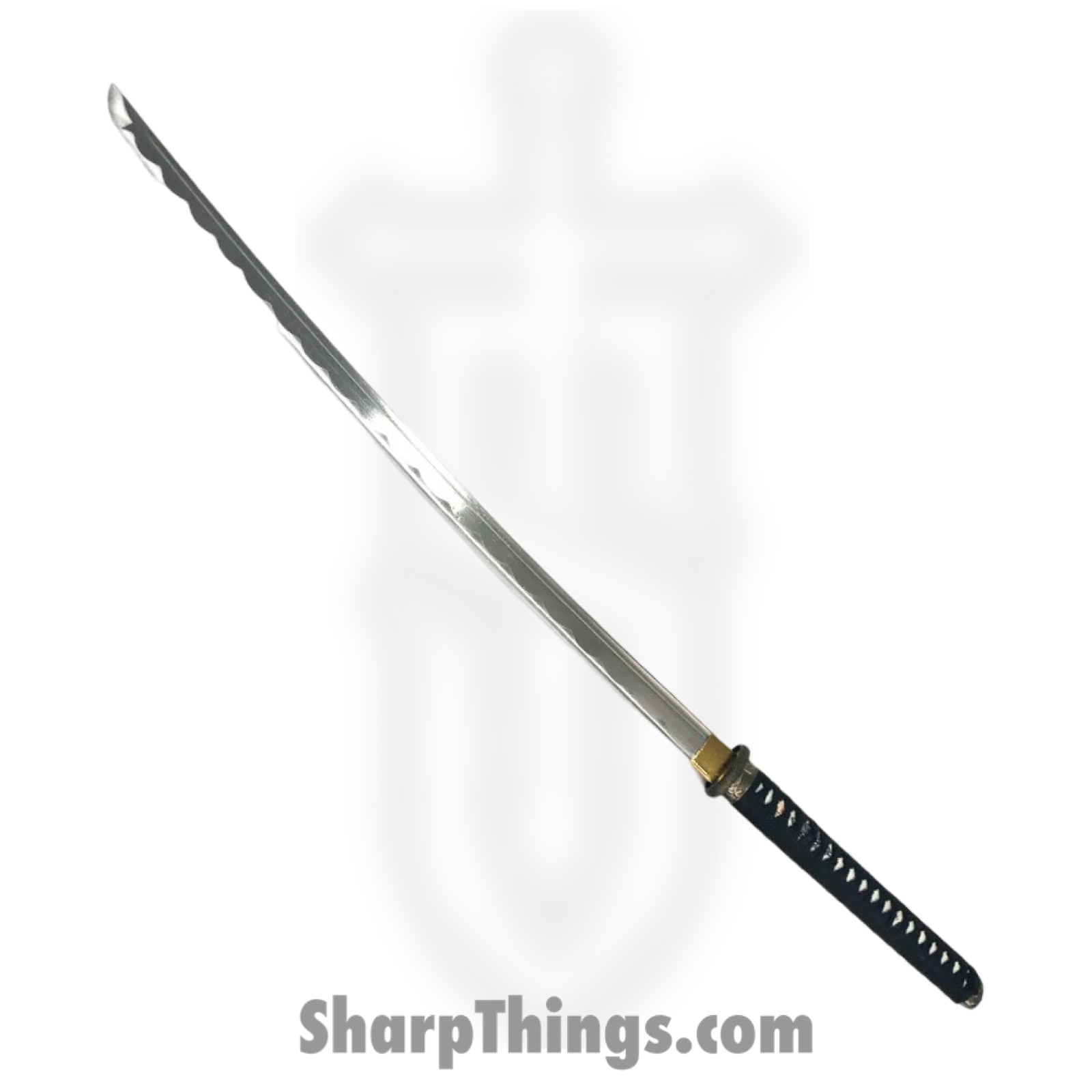 PTC - PS-H-06-B - Battle Ready Katana - Fixed Blade Knife - Carbon Steel Polished - Cord Wrapped - Black