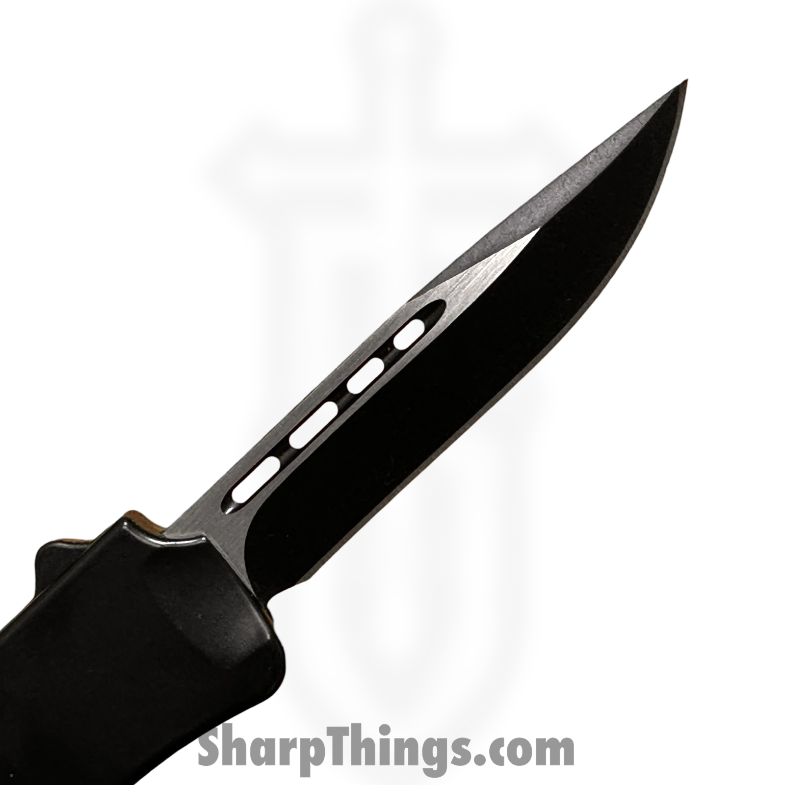 PTC - A1 - OTF Auto - Stainless Two Tone Drop Point - Aluminum CF Insert - Black - Image 3