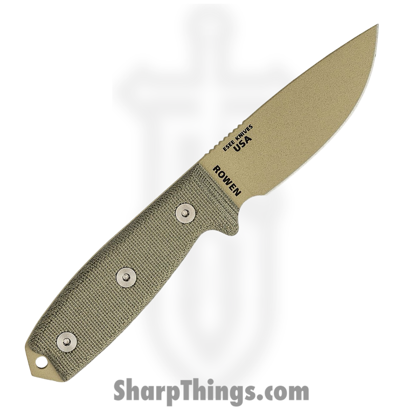 ESEE - RC3PDT - Model 3 - Fixed Blade Knife - 1095 HC Coated Drop Point - Micarta - Tan - Image 2