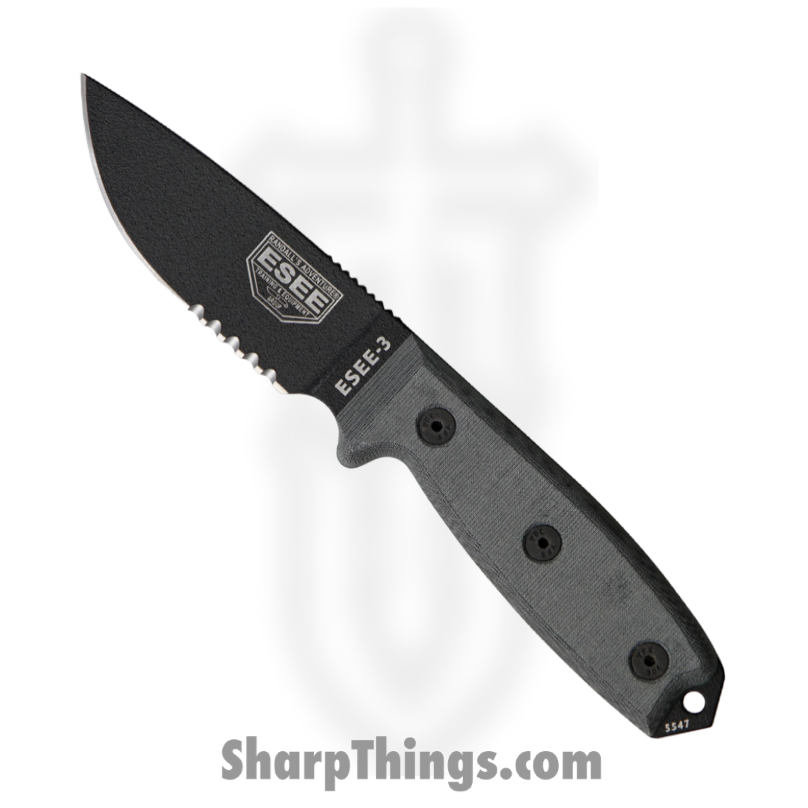 ESEE - RC3S - Model 3 P/S - Fixed Blade Knife - 1095 HC Coated Drop Point - Micarta - Black