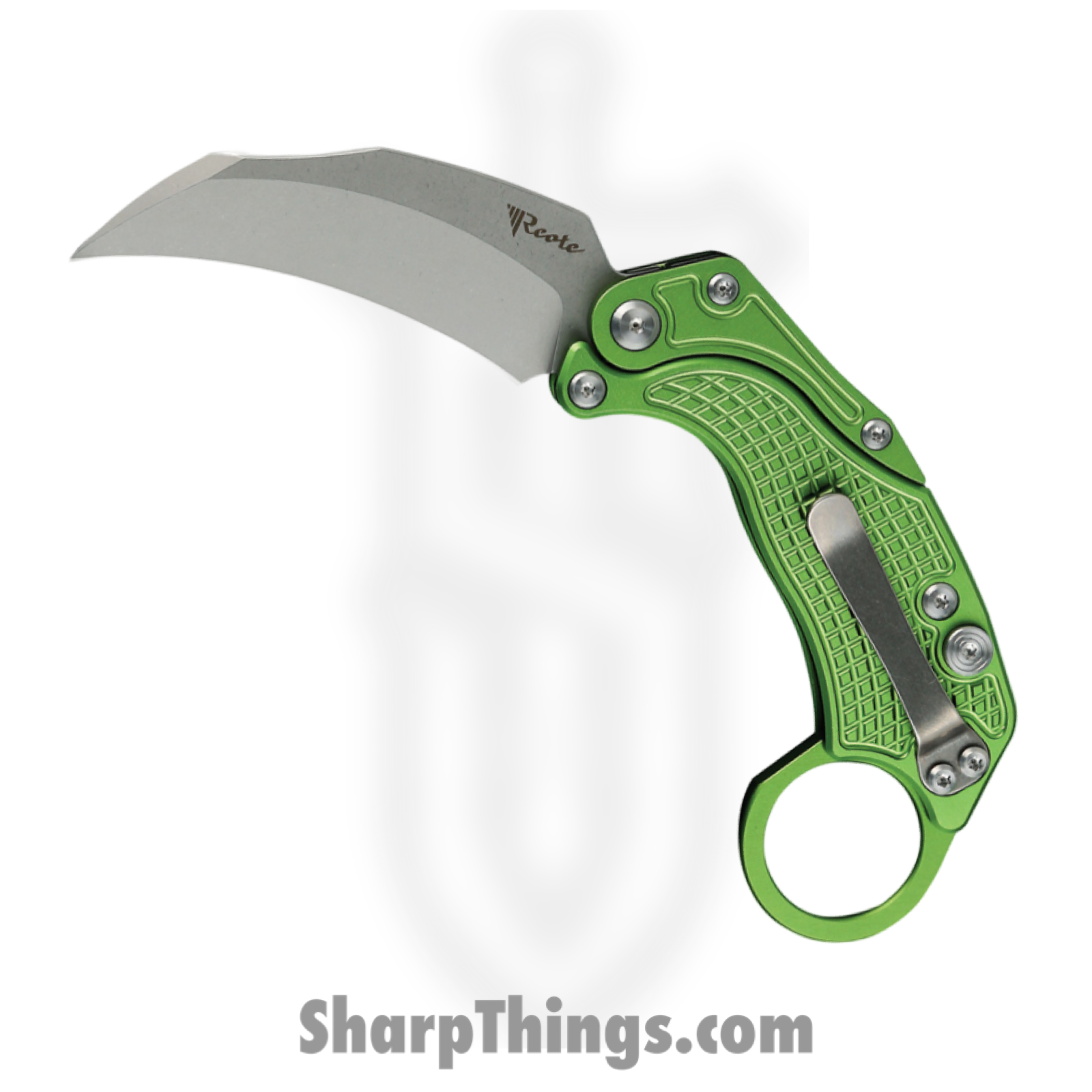 Reate Knives - REA118 - EXO-K - Folding Knife - Bohler N690 Stonewash Hawkbill - Aluminum - Green