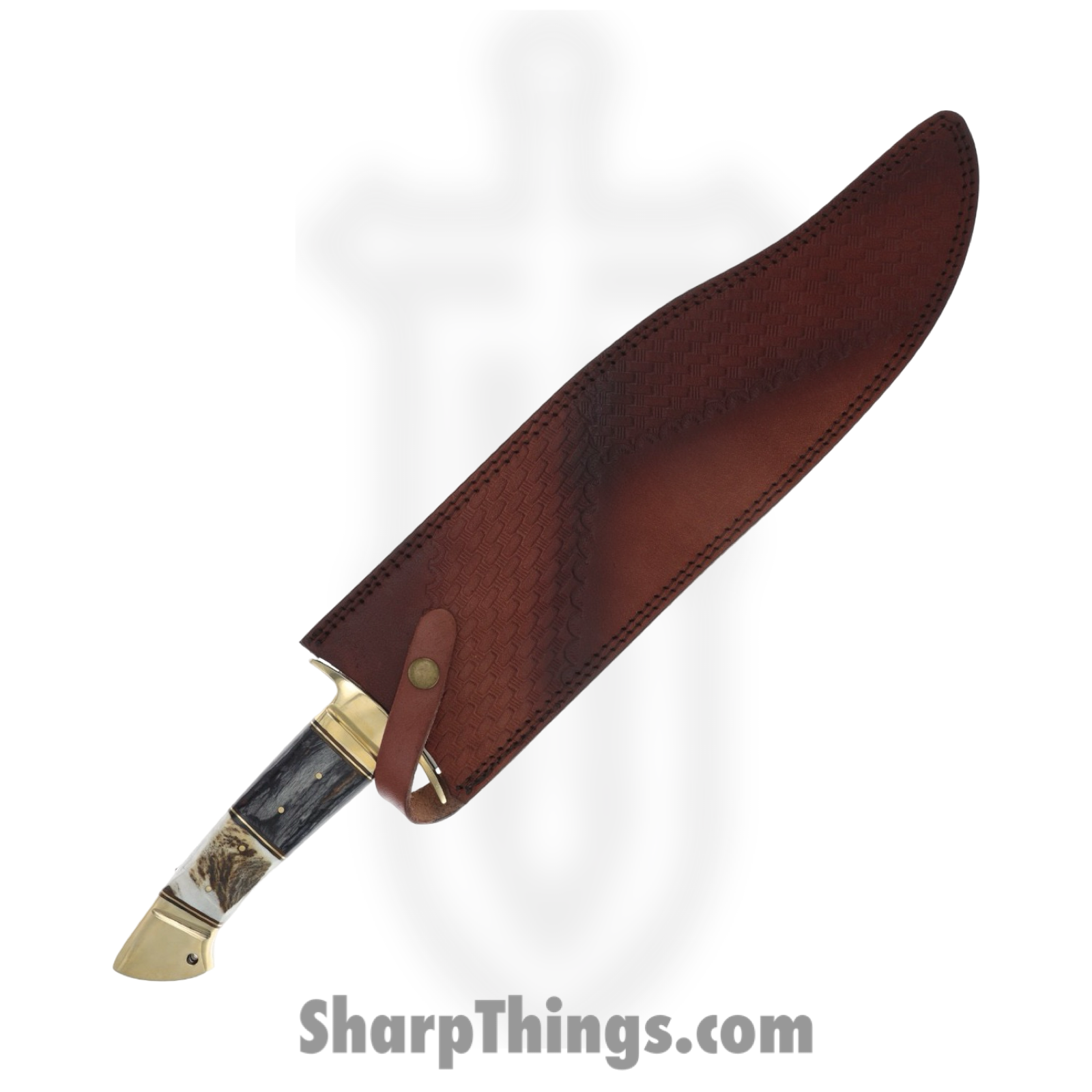 Rough Ryder - RR2272 - Bowie - Fixed Blade Knife - 420 SS Satin Bowie - Stag/Pakkawood - Black White - Image 5