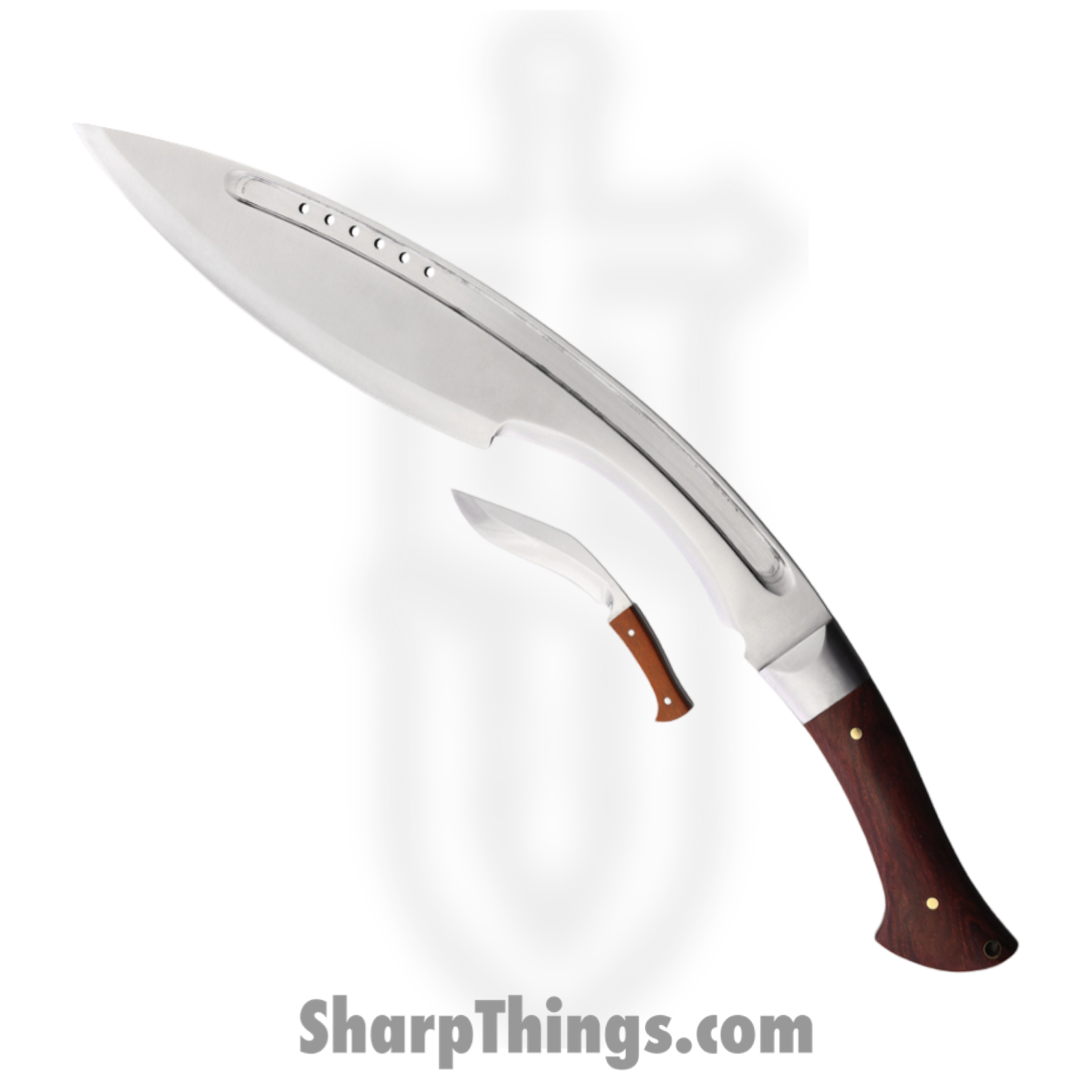 Defcon - STT22022 - Kukri Set - Fixed Blade Knife - Stainless Satin Kukri - Wood - Brown