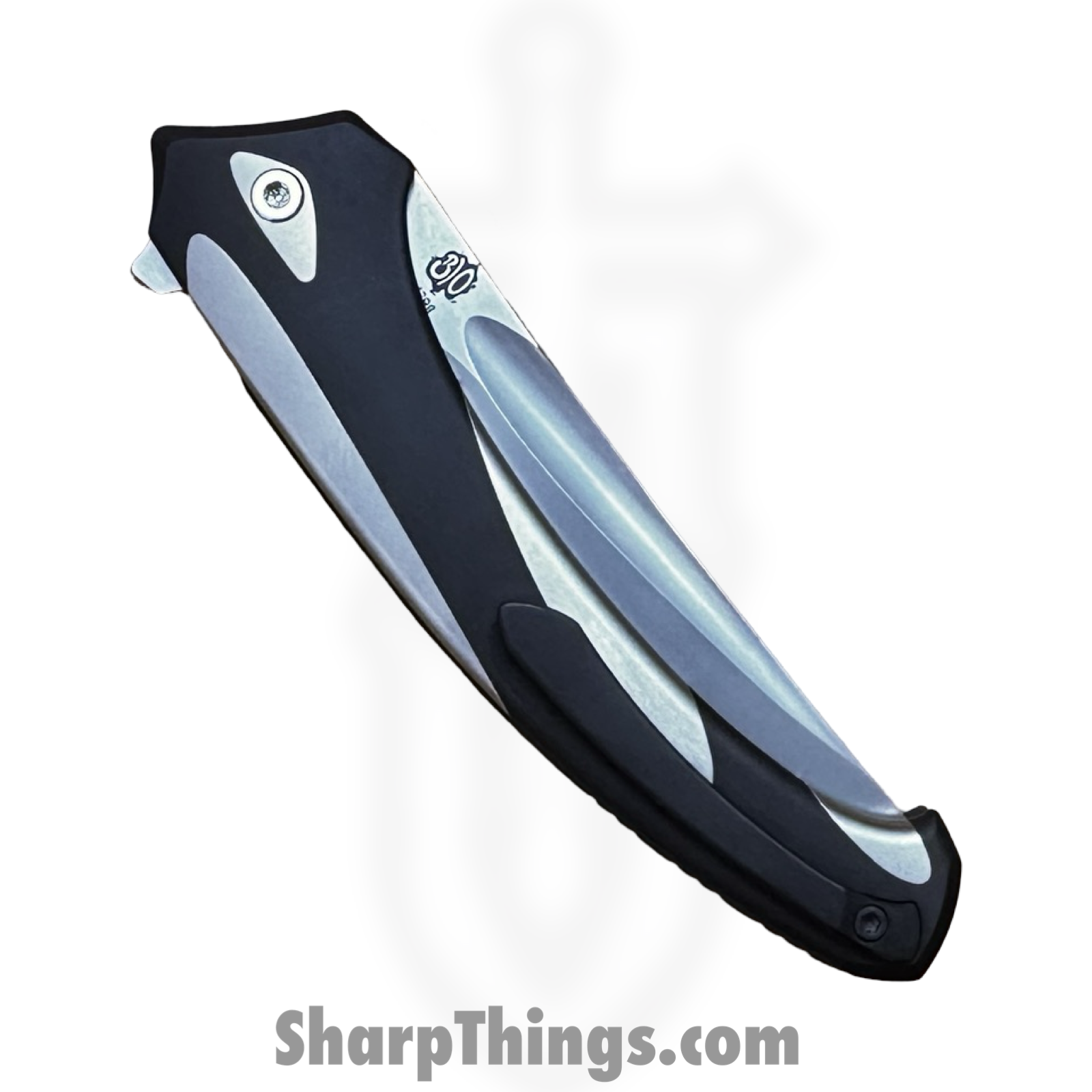 Poikilo Blade - Orca-S - Orca "Killer Whale" - Folding Knife - Bohler M398 Stonewash Drop Point - Titanium - Black/White - Image 16