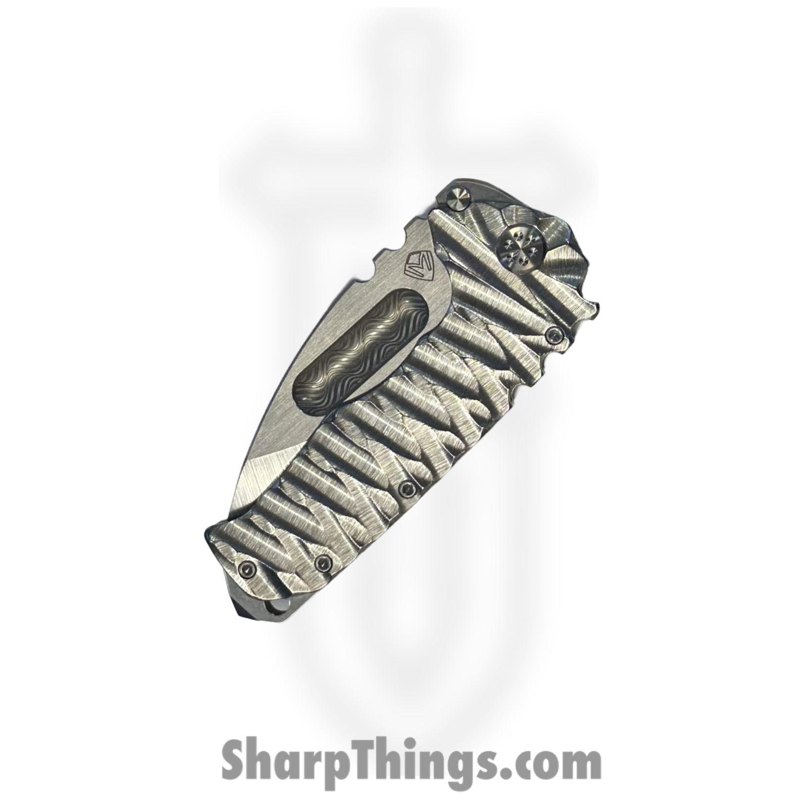 Medford Knife and Tool - MK013SSTD-01TM-TSCS-BN - Prae Ti - Folding Knife - Maker's Satin Drop Point - "Predator" Titanium - Silver - Image 2