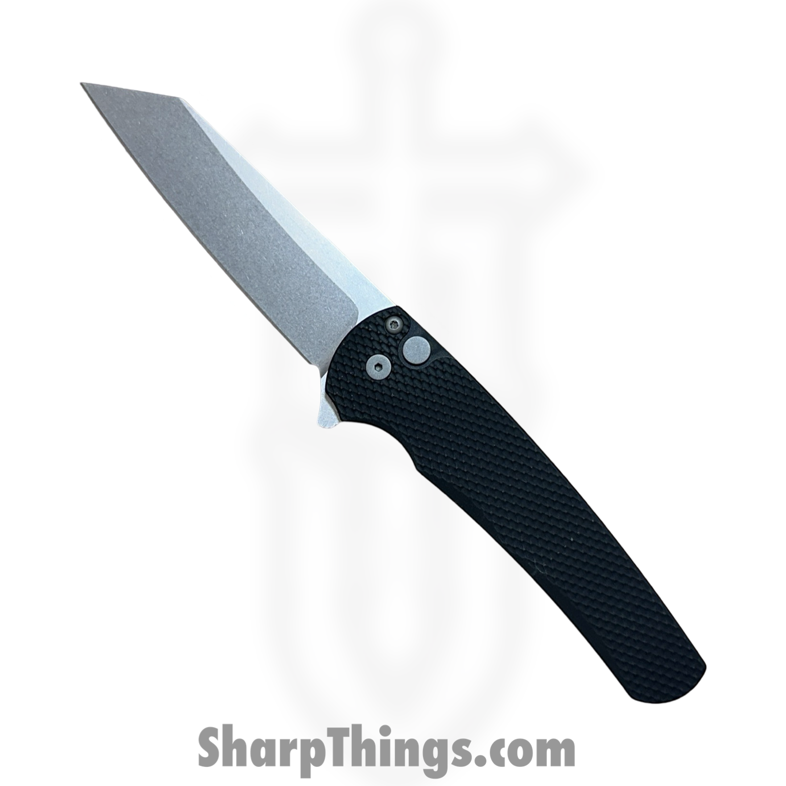 ProTech - 5405 - Malibu - Folding Knife - CPM MagnaCut Stonewash Reverse Tanto - Textured Aluminum - Black