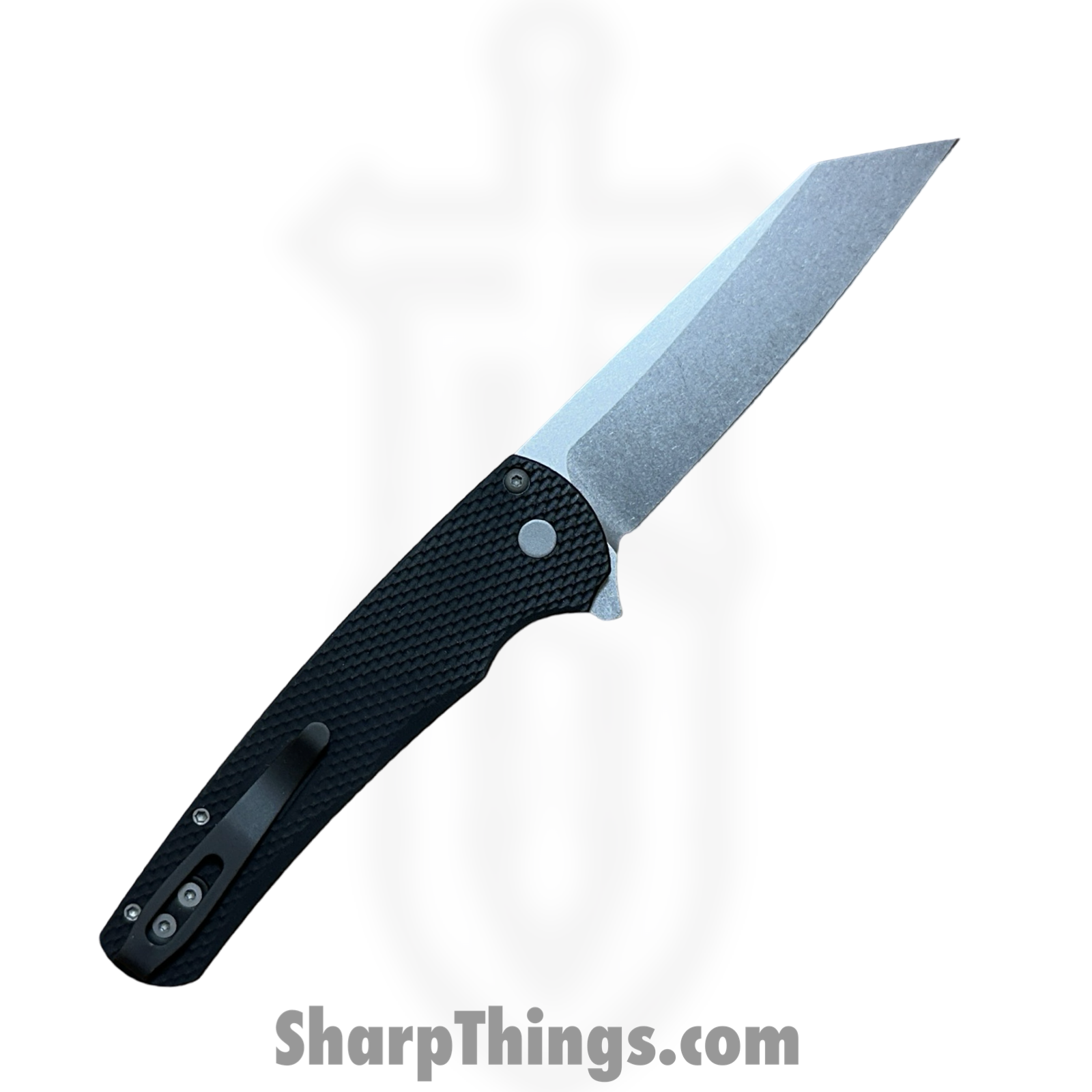 ProTech - 5405 - Malibu - Folding Knife - CPM MagnaCut Stonewash Reverse Tanto - Textured Aluminum - Black - Image 2