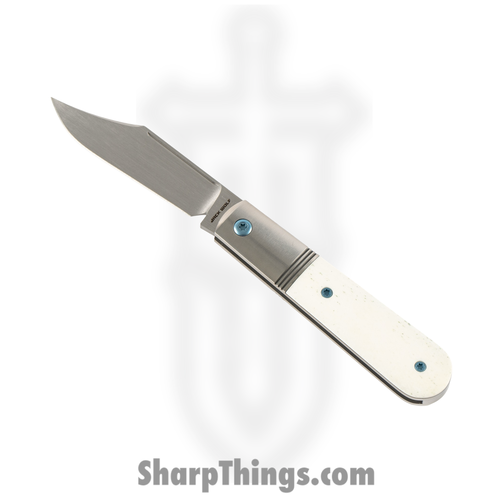 Jack Wolf Knives - BIGBR-02-SM-WHT-BNE - Big Bro Jack - Folding Knife - S90V Satin Clip Point - Smooth Bone - White