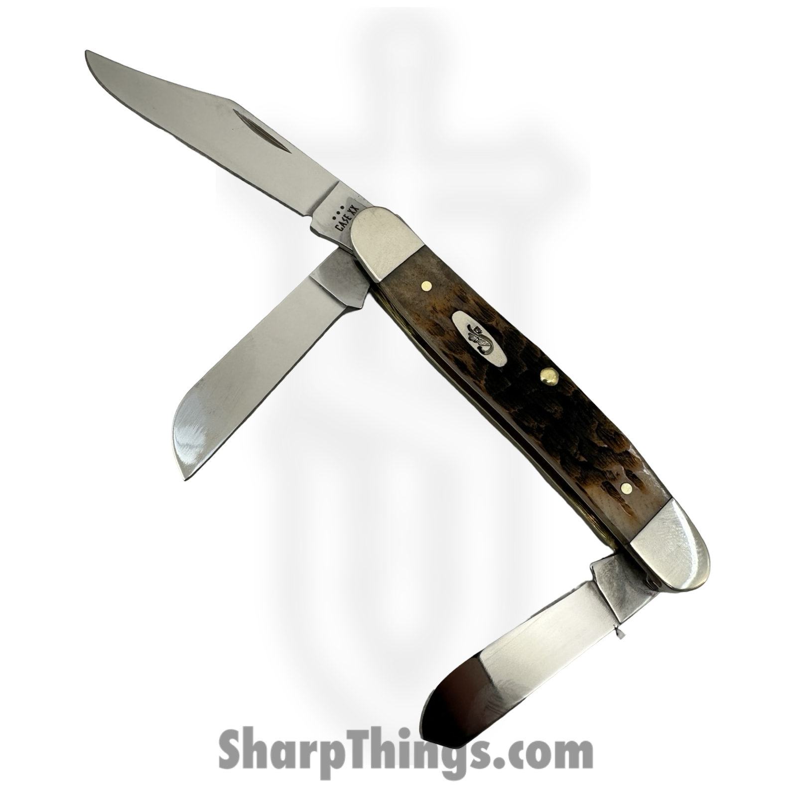 Case Cutlery - 00128 - Stockman - Folding Knife - Tru-Sharp™ Stainless Polished Multi - Bone - Amber