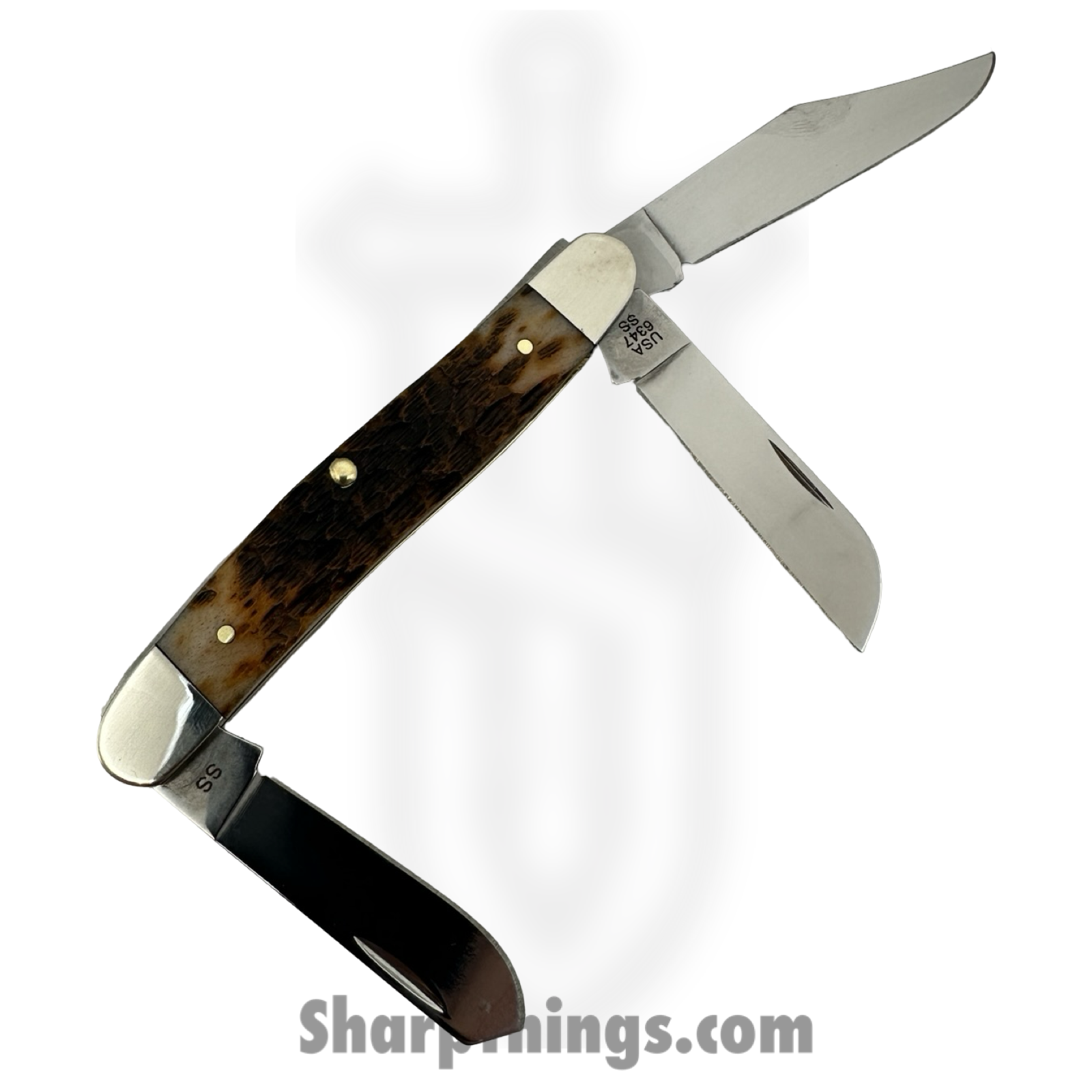 Case Cutlery - 00128 - Stockman - Folding Knife - Tru-Sharp™ Stainless Polished Multi - Bone - Amber - Image 2