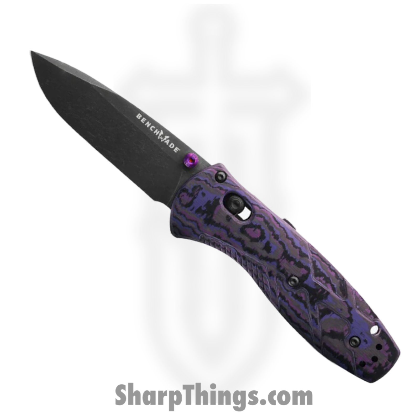 Benchmade - 585BK-251 - Mini Barrage - Assisted Open Knife - CPM S90V Battlewash Drop Point - FatCarbon - Purple Haze
