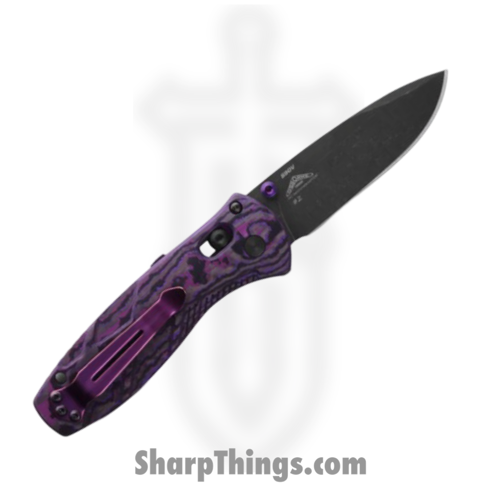Benchmade - 585BK-251 - Mini Barrage - Assisted Open Knife - CPM S90V Battlewash Drop Point - FatCarbon - Purple Haze - Image 2