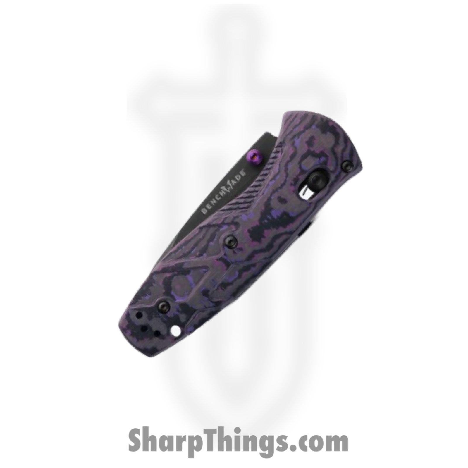 Benchmade - 585BK-251 - Mini Barrage - Assisted Open Knife - CPM S90V Battlewash Drop Point - FatCarbon - Purple Haze - Image 3