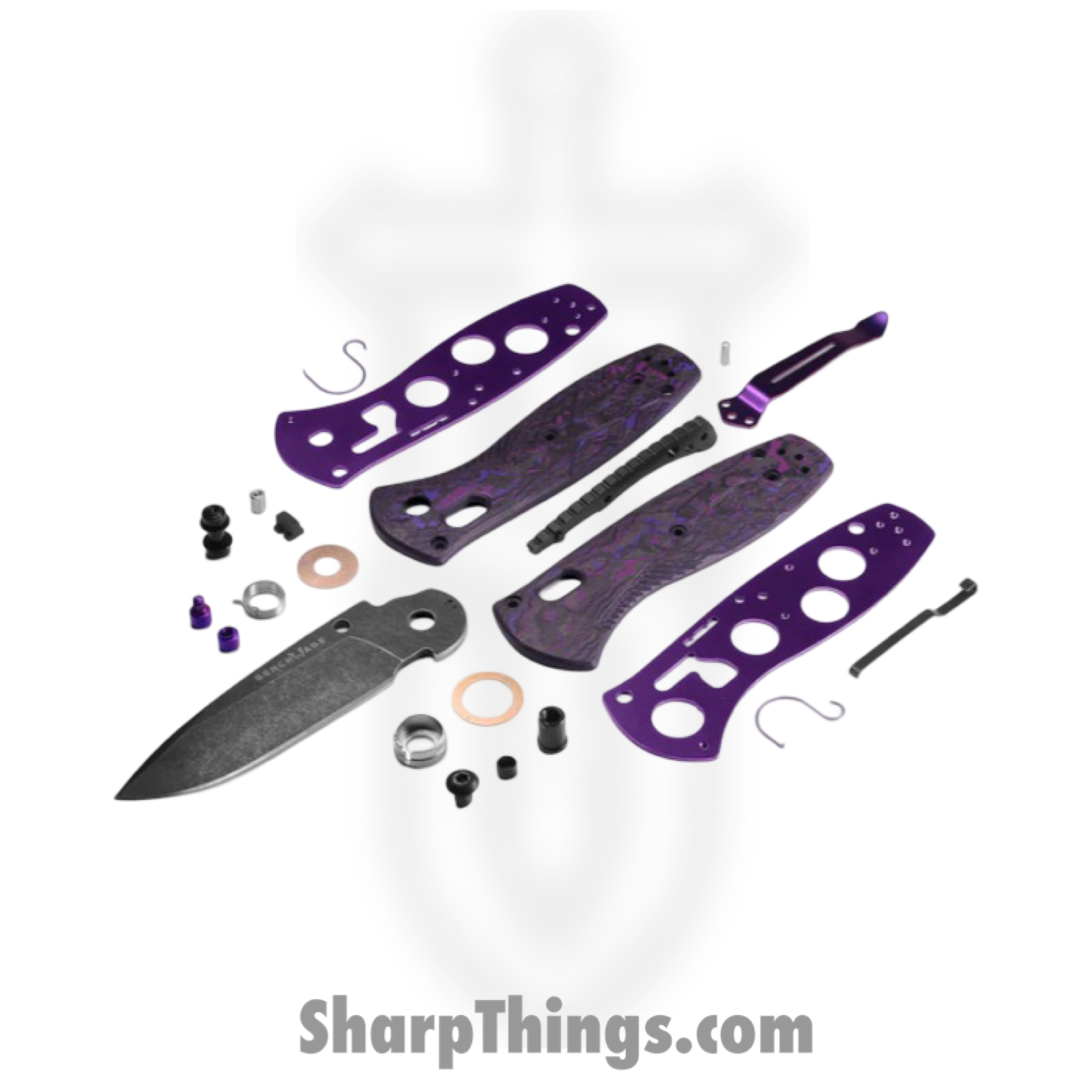 Benchmade - 585BK-251 - Mini Barrage - Assisted Open Knife - CPM S90V Battlewash Drop Point - FatCarbon - Purple Haze - Image 4