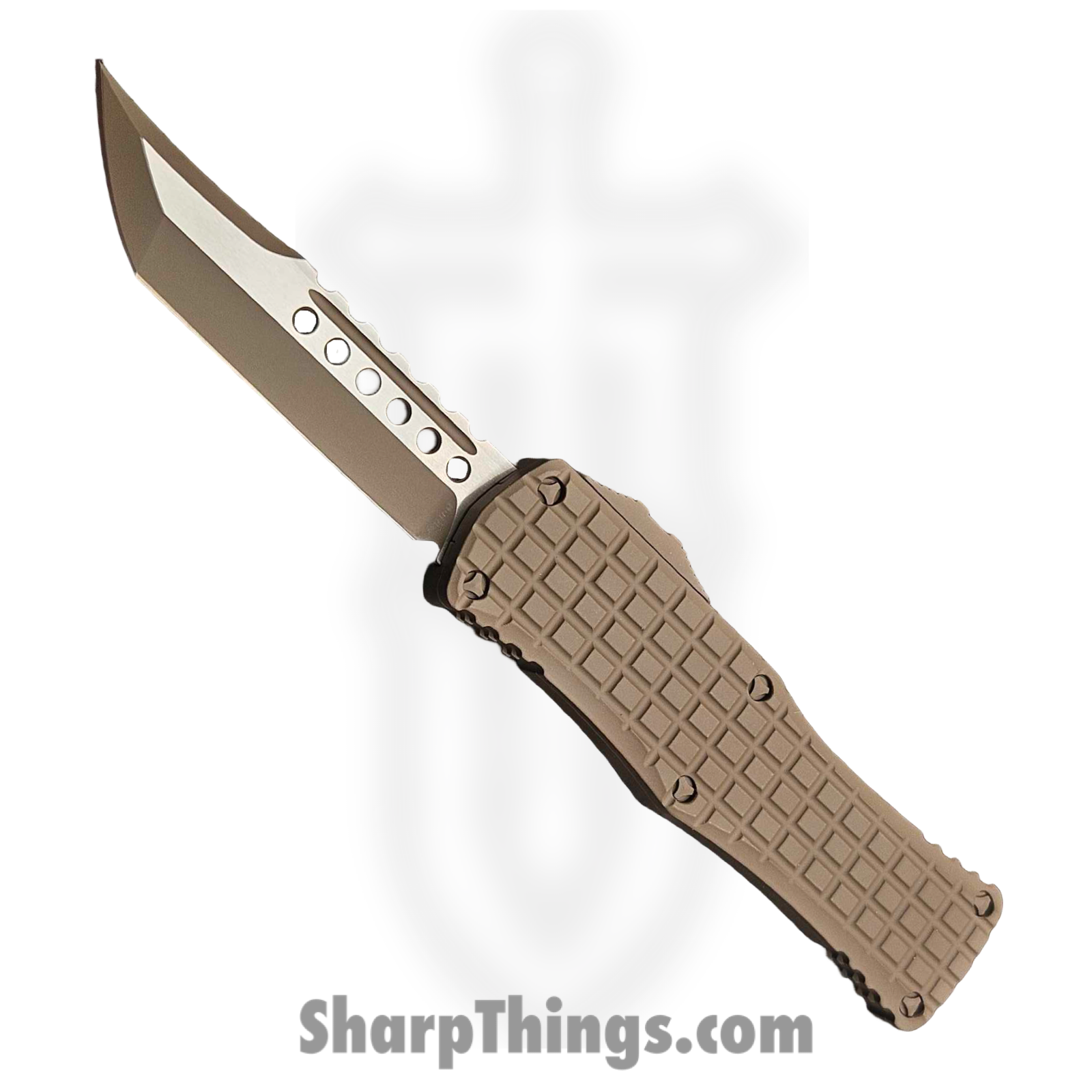 Microtech - 919-1FRCCHS - Hera Hellhound Frag - OTF Auto - M390MK Coated Tanto - 6061-T6 Aluminum - Chocolate Brown Cerakote