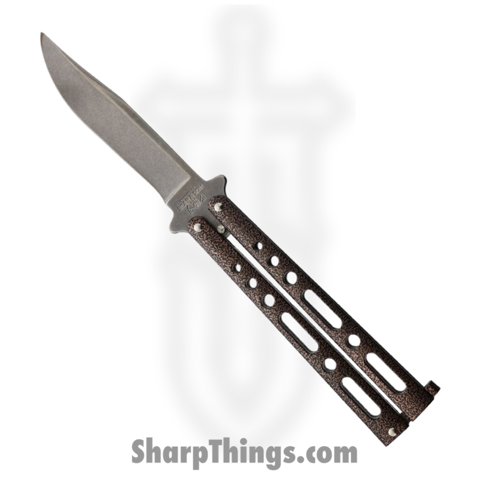 Bear & Son - BC117CVW - Butterfly Copper Vein - Balisong - 440 SS Stonewash Clip Point - Zinc - Copper Black