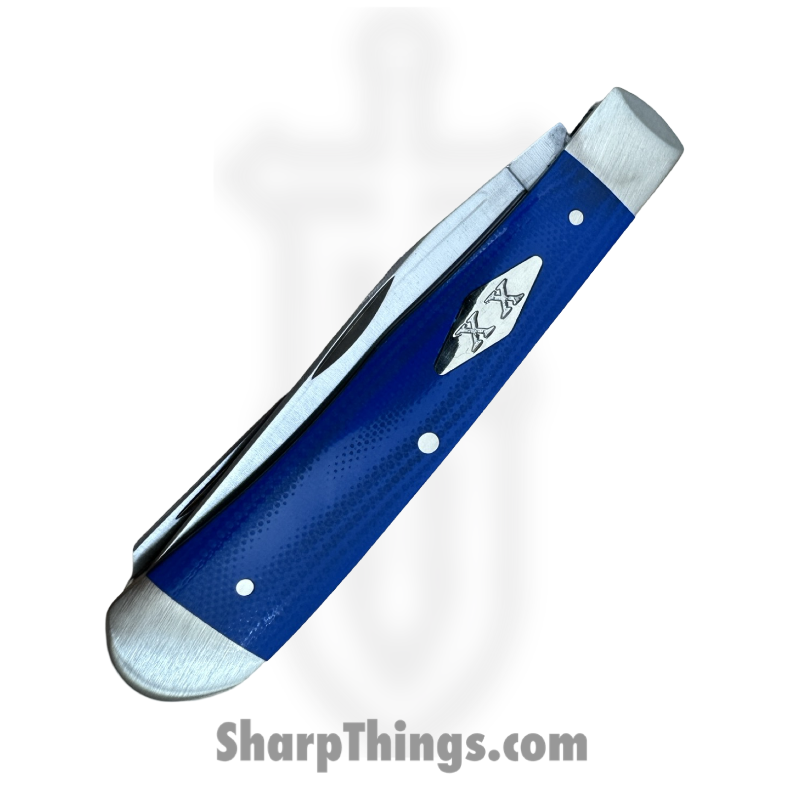 Case Cutlery - CA16750 - Trapper - Folding Knife - Carbon Steel Polished Clip Spey - Smooth G10 - Blue - Image 4