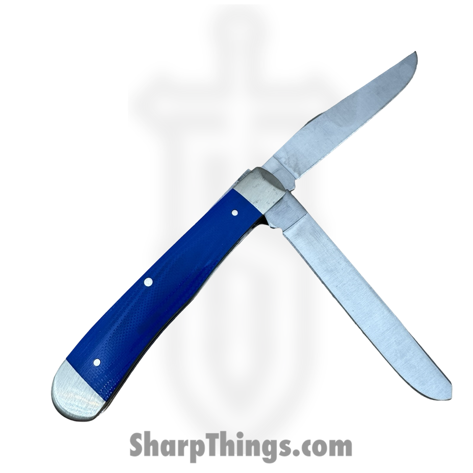 Case Cutlery - CA16750 - Trapper - Folding Knife - Carbon Steel Polished Clip Spey - Smooth G10 - Blue - Image 2