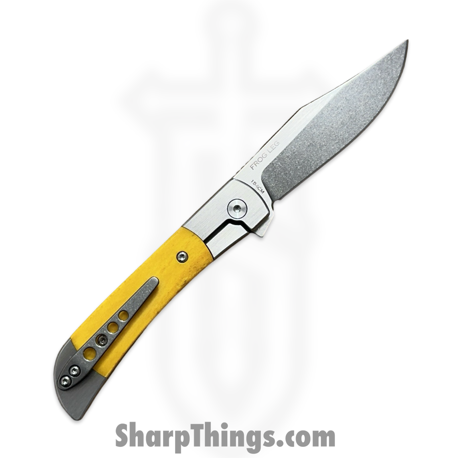 Finch Knife Co. - FL354 - Frog Leg - Folding Knife - 154CM Satin Clip Point - Smooth Ox Bone - Sunkiss - Image 6