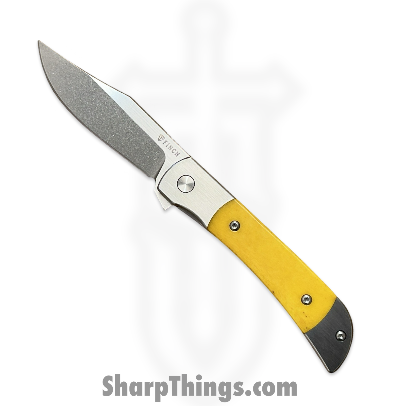 Finch Knife Co. - FL354 - Frog Leg - Folding Knife - 154CM Satin Clip Point - Smooth Ox Bone - Sunkiss