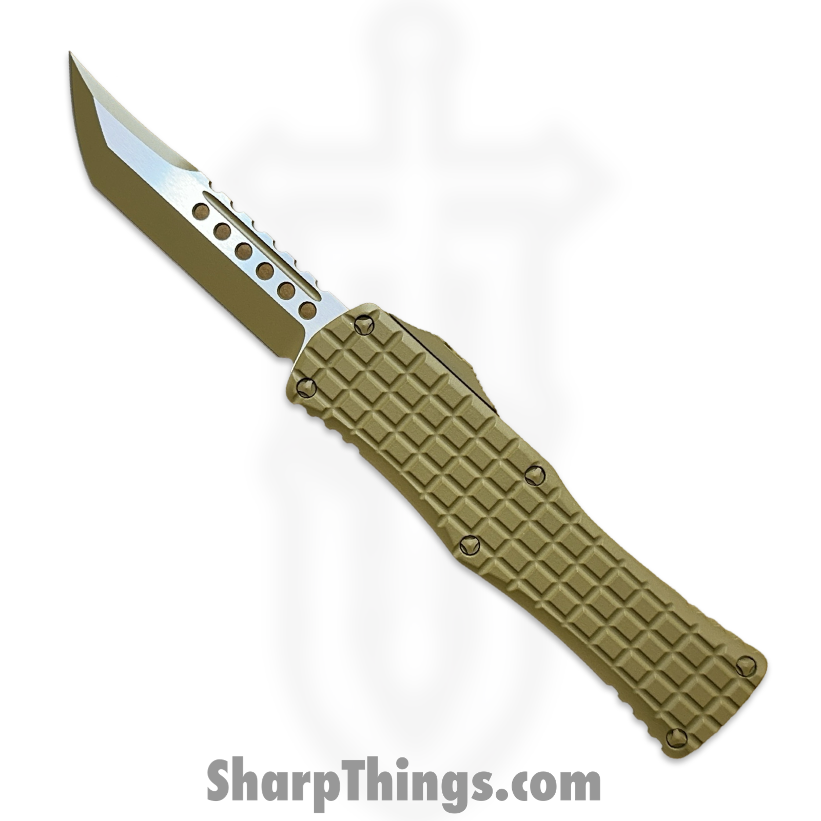 Microtech - 919-1FRCRAS - Signature Series Hera - OTF Auto - Cerakote RAL-800 Hellhound Tanto - 6061-T6 Aluminum - Tan