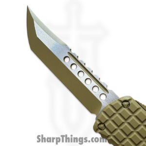 Microtech - 919-1FRCRAS - Signature Series Hera - OTF Auto - Cerakote RAL-800 Hellhound Tanto - 6061-T6 Aluminum - Tan - Image 9