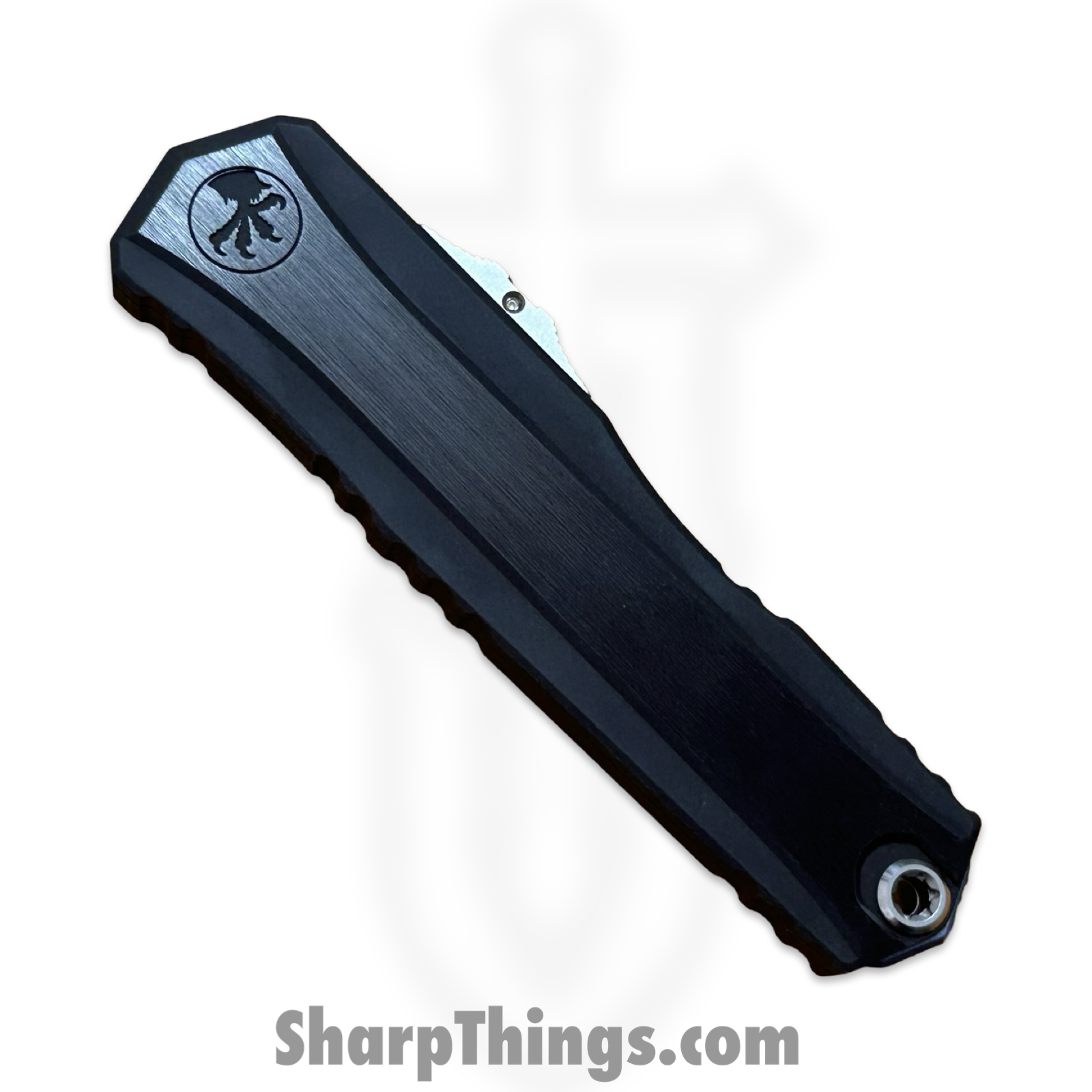 Microtech - 1242-16MS2 - Marfione Select Cypher II - OTF Auto - Blued Baker Forge Coppermai Damascus Dagger - Hefted Alloy - Black/Blue - Image 9