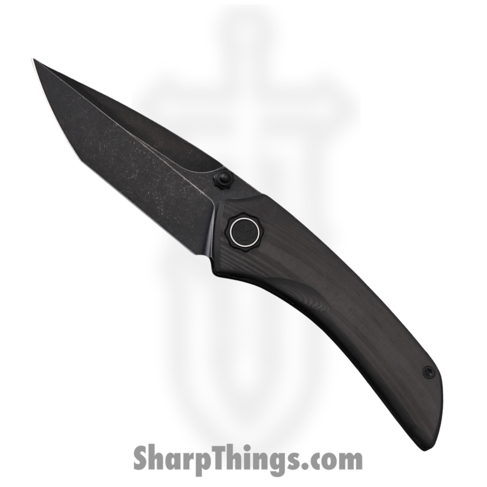 Poikilo Blade - PBTUS1CF - Tuna S1 - Folding Knife - Bohler M398 Dark Stonewash Tanto - Wood Grain Carbon Fiber - Black