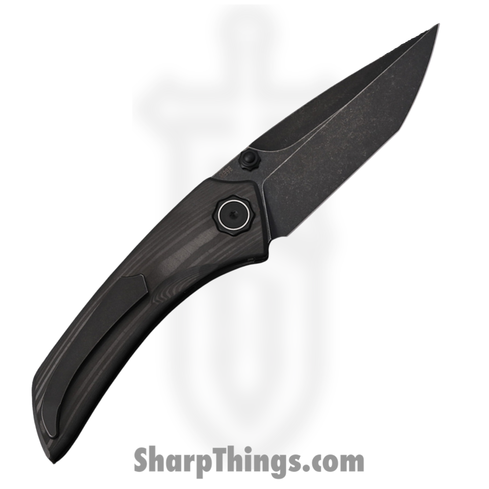 Poikilo Blade - PBTUS1CF - Tuna S1 - Folding Knife - Bohler M398 Dark Stonewash Tanto - Wood Grain Carbon Fiber - Black - Image 2