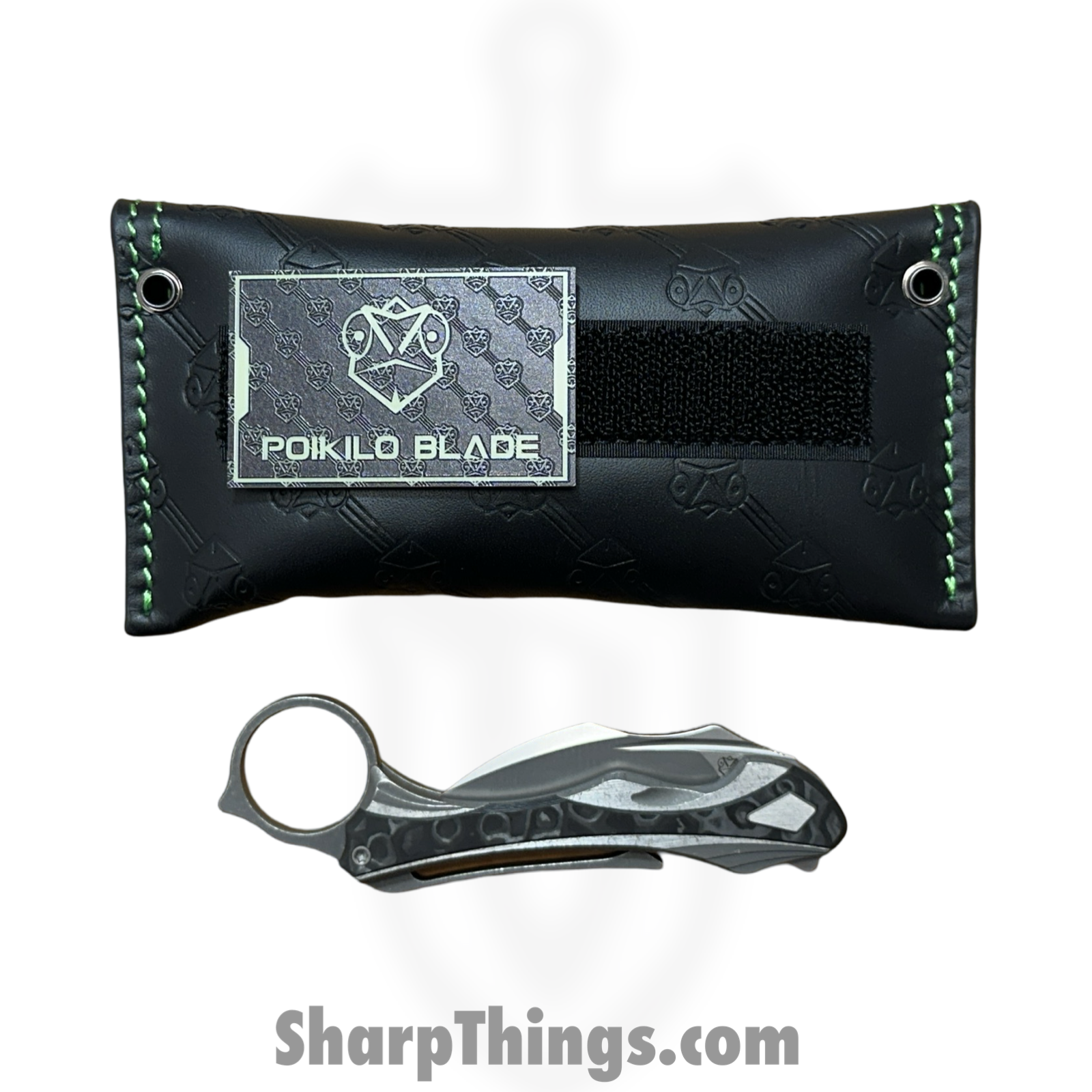 Poikilo Blade - PBTD - Thorny Devil - Folding Knife - Bohler M398 Dark Stonewash Hawksbill - Titanium Fat Carbon Fiber Inlays - Black - Image 2