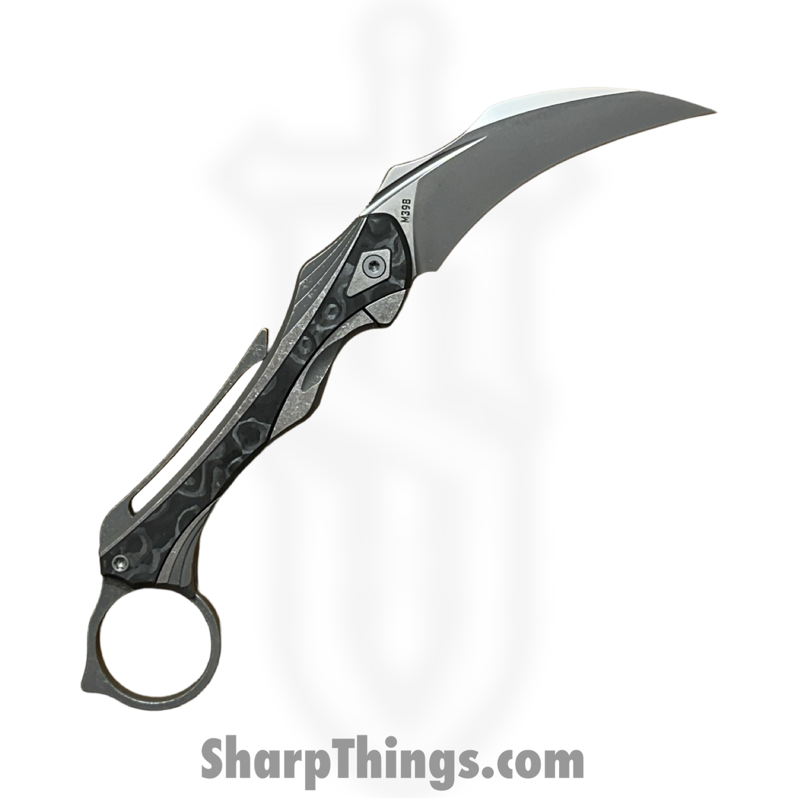 Poikilo Blade - PBTD - Thorny Devil - Folding Knife - Bohler M398 Dark Stonewash Hawksbill - Titanium Fat Carbon Fiber Inlays - Black - Image 3