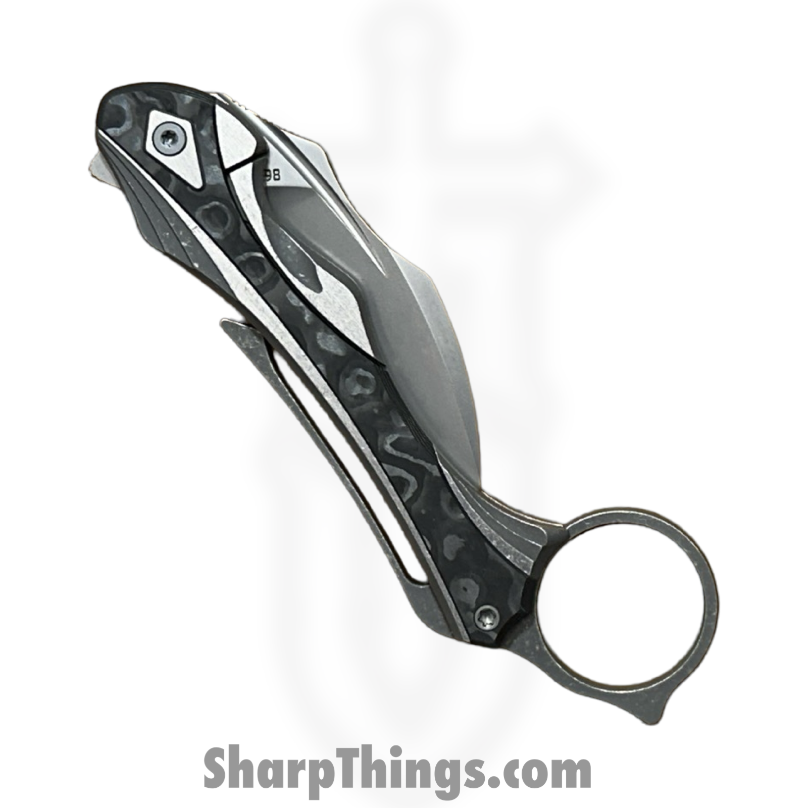 Poikilo Blade - PBTD - Thorny Devil - Folding Knife - Bohler M398 Dark Stonewash Hawksbill - Titanium Fat Carbon Fiber Inlays - Black - Image 8