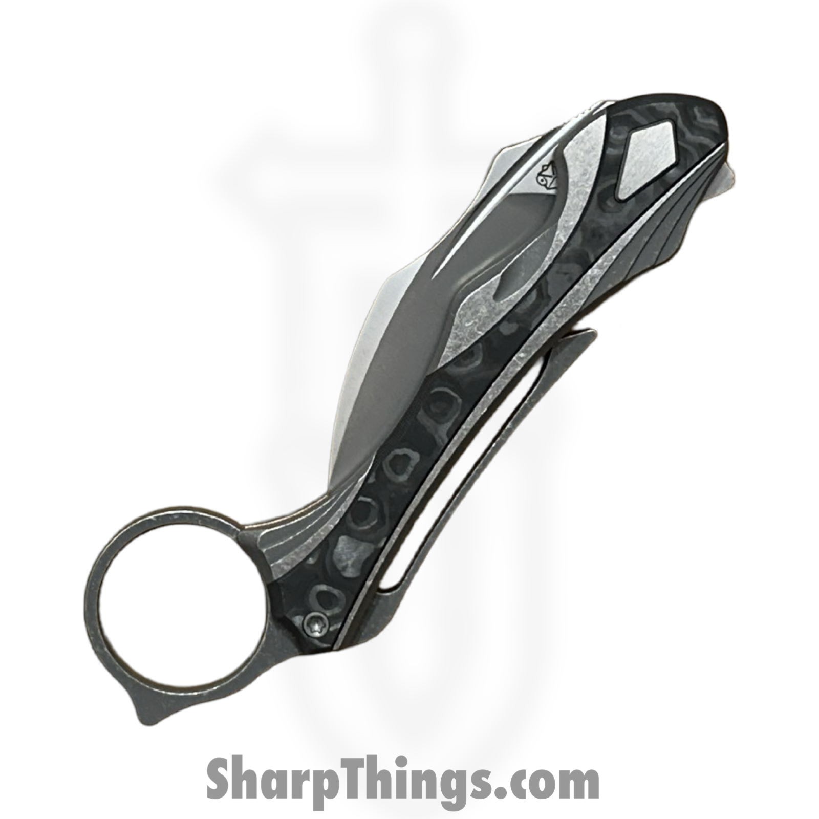 Poikilo Blade - PBTD - Thorny Devil - Folding Knife - Bohler M398 Dark Stonewash Hawksbill - Titanium Fat Carbon Fiber Inlays - Black - Image 7