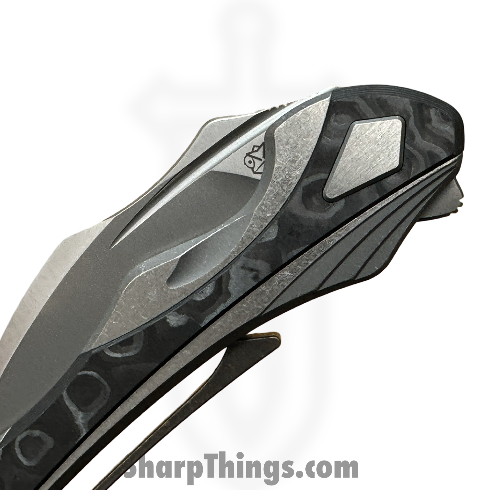 Poikilo Blade - PBTD - Thorny Devil - Folding Knife - Bohler M398 Dark Stonewash Hawksbill - Titanium Fat Carbon Fiber Inlays - Black - Image 5