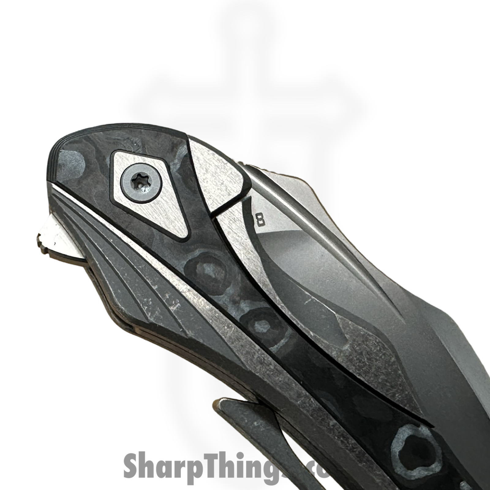 Poikilo Blade - PBTD - Thorny Devil - Folding Knife - Bohler M398 Dark Stonewash Hawksbill - Titanium Fat Carbon Fiber Inlays - Black - Image 4