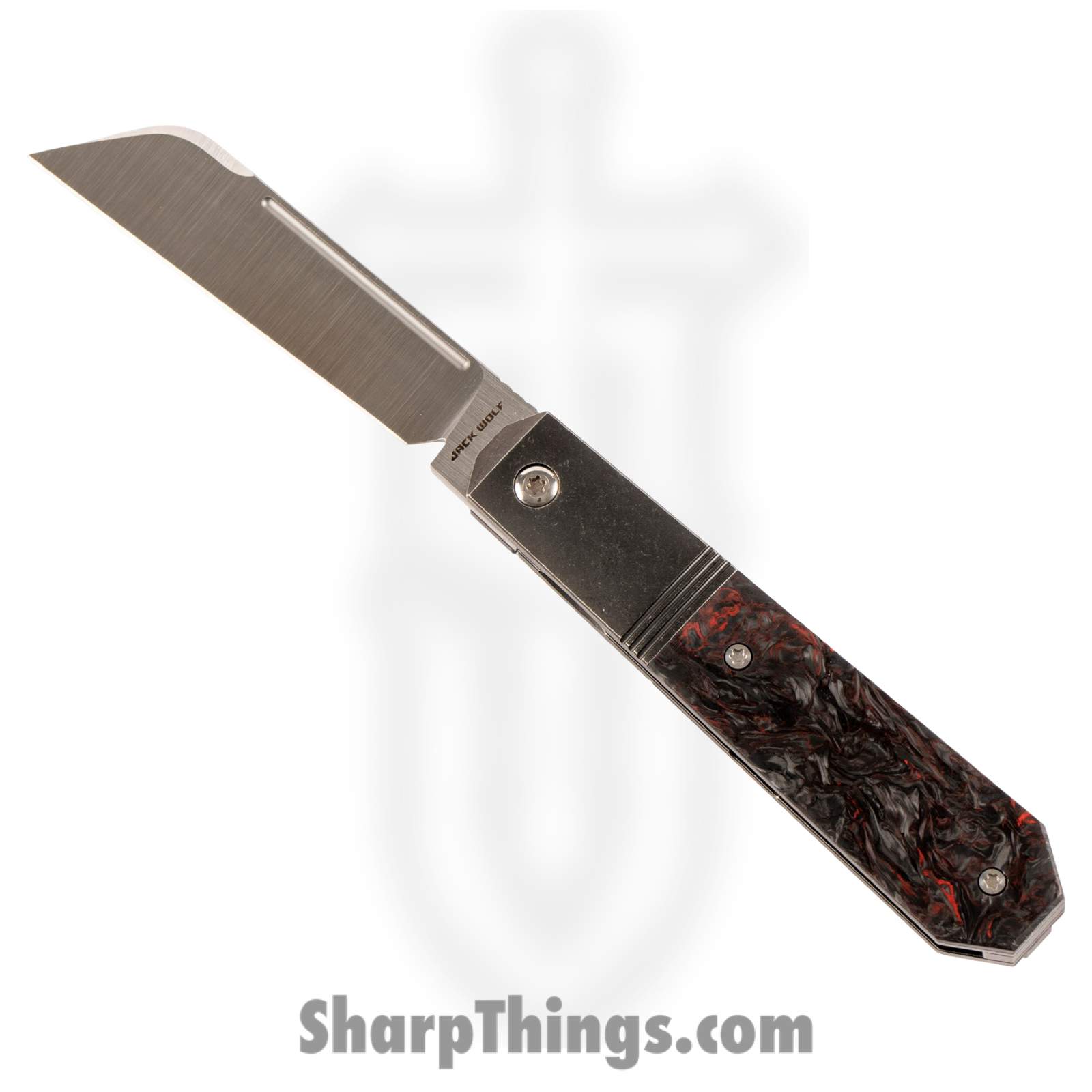 Jack Wolf Knives - AFTER-02-FC-DM-RED - After Hours Jack - Folding Knife - S90V Satin Barlow - FatCarbon - Dark Matter Red