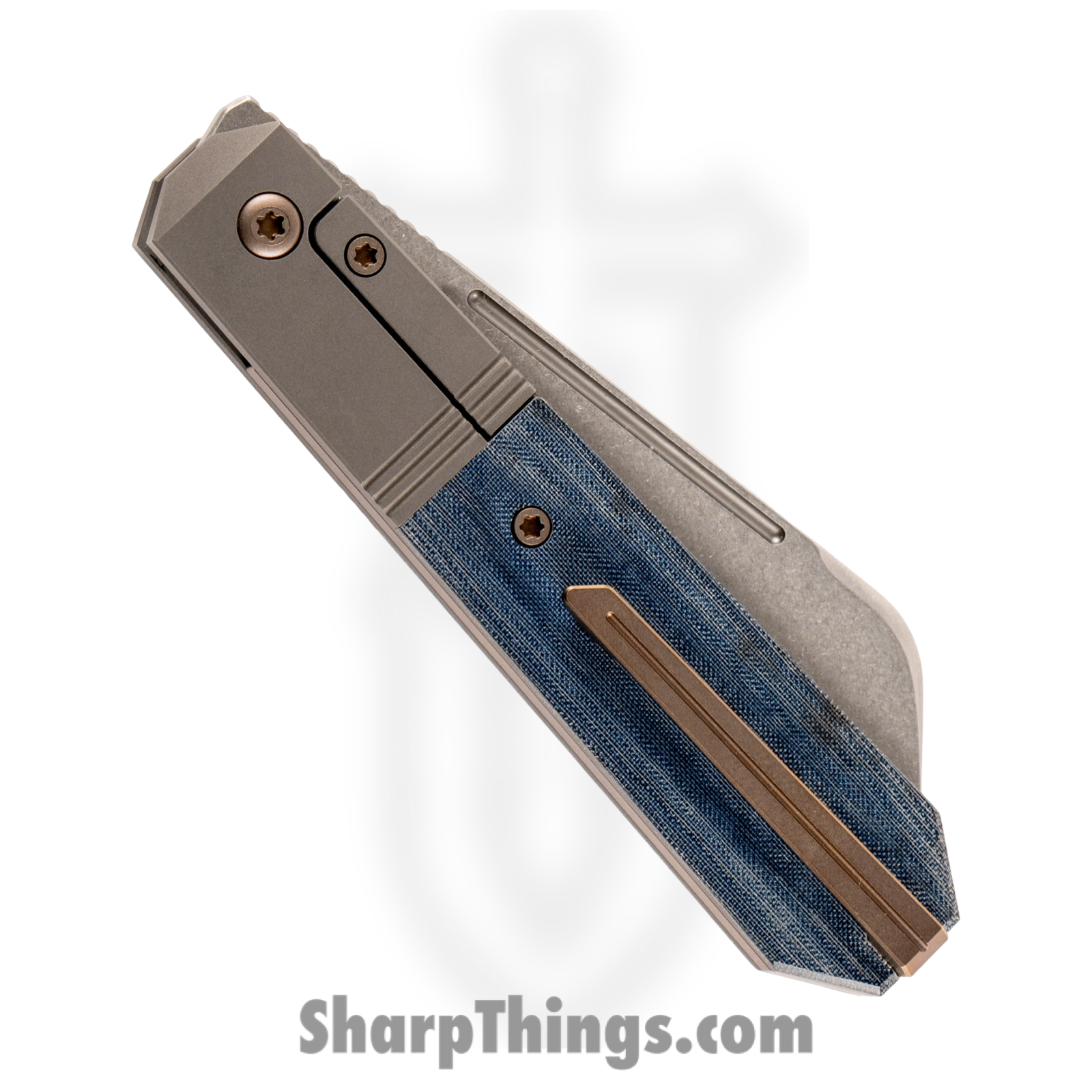 Jack Wolf Knives - AFTER-02-LIN-MIC-BLU - After Hours Jack - Folding Knife - S90V Stonewash Barlow - Linen Micarta - Blue - Image 5