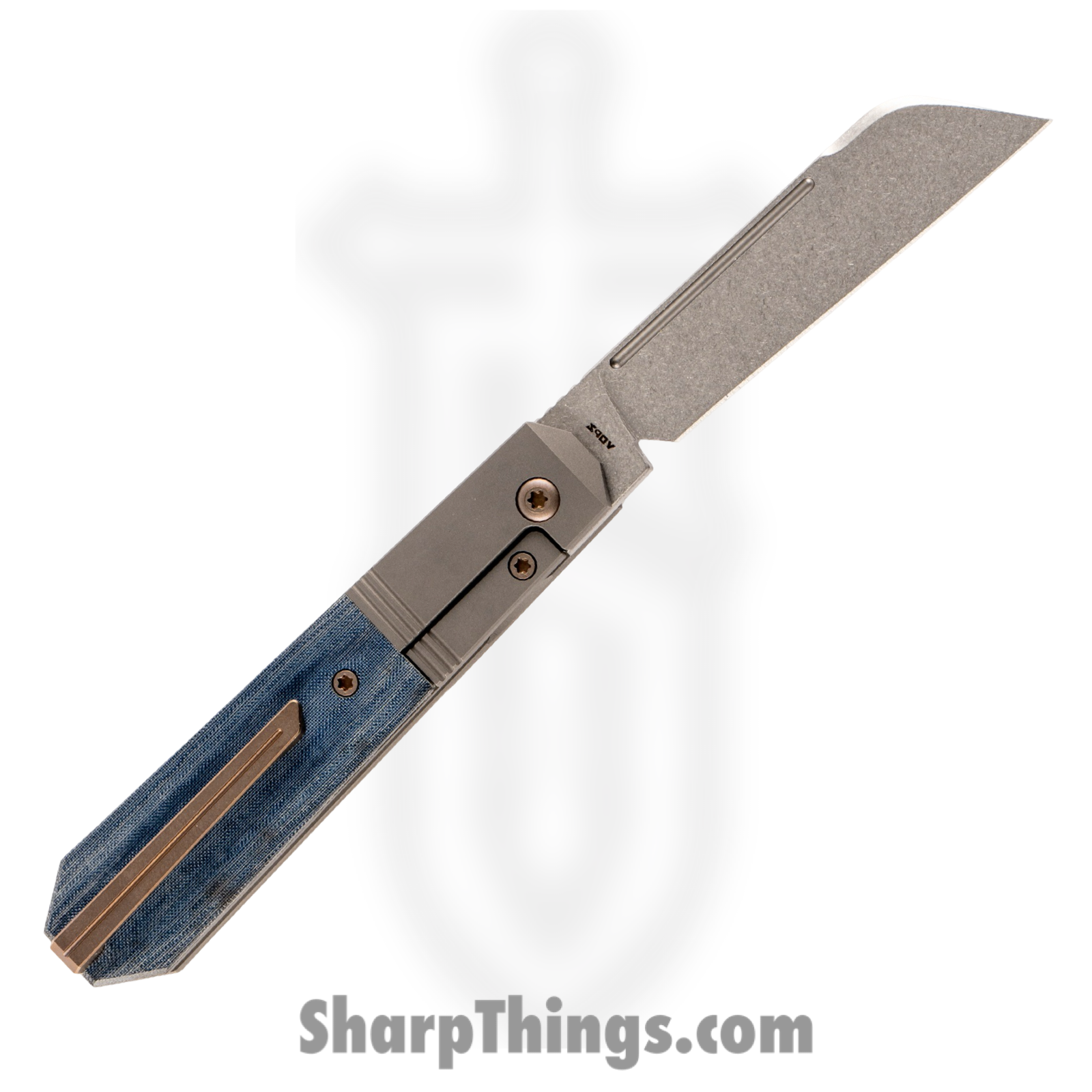 Jack Wolf Knives - AFTER-02-LIN-MIC-BLU - After Hours Jack - Folding Knife - S90V Stonewash Barlow - Linen Micarta - Blue - Image 3