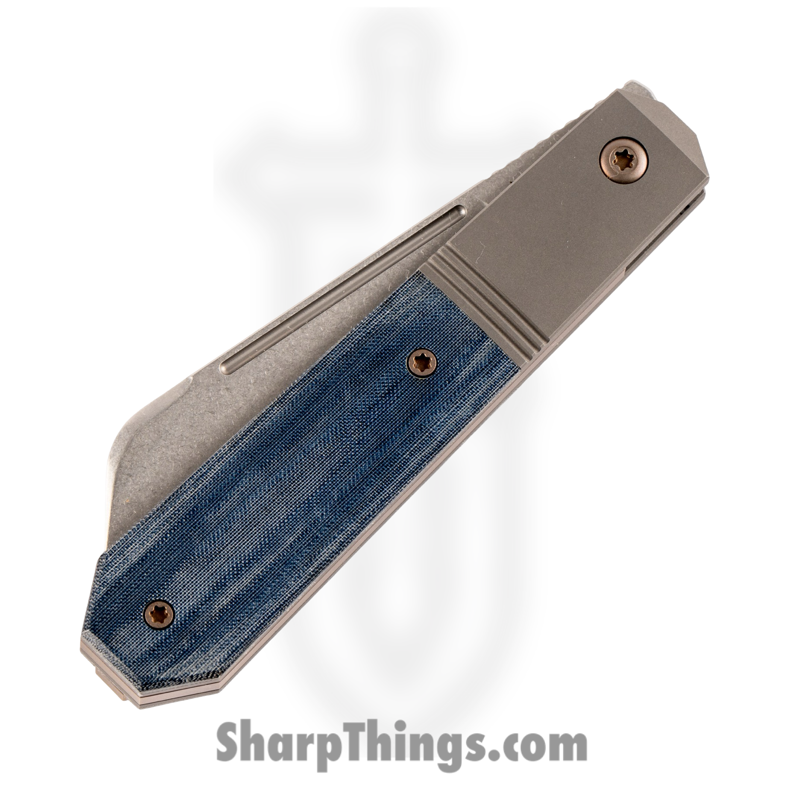 Jack Wolf Knives - AFTER-02-LIN-MIC-BLU - After Hours Jack - Folding Knife - S90V Stonewash Barlow - Linen Micarta - Blue - Image 2