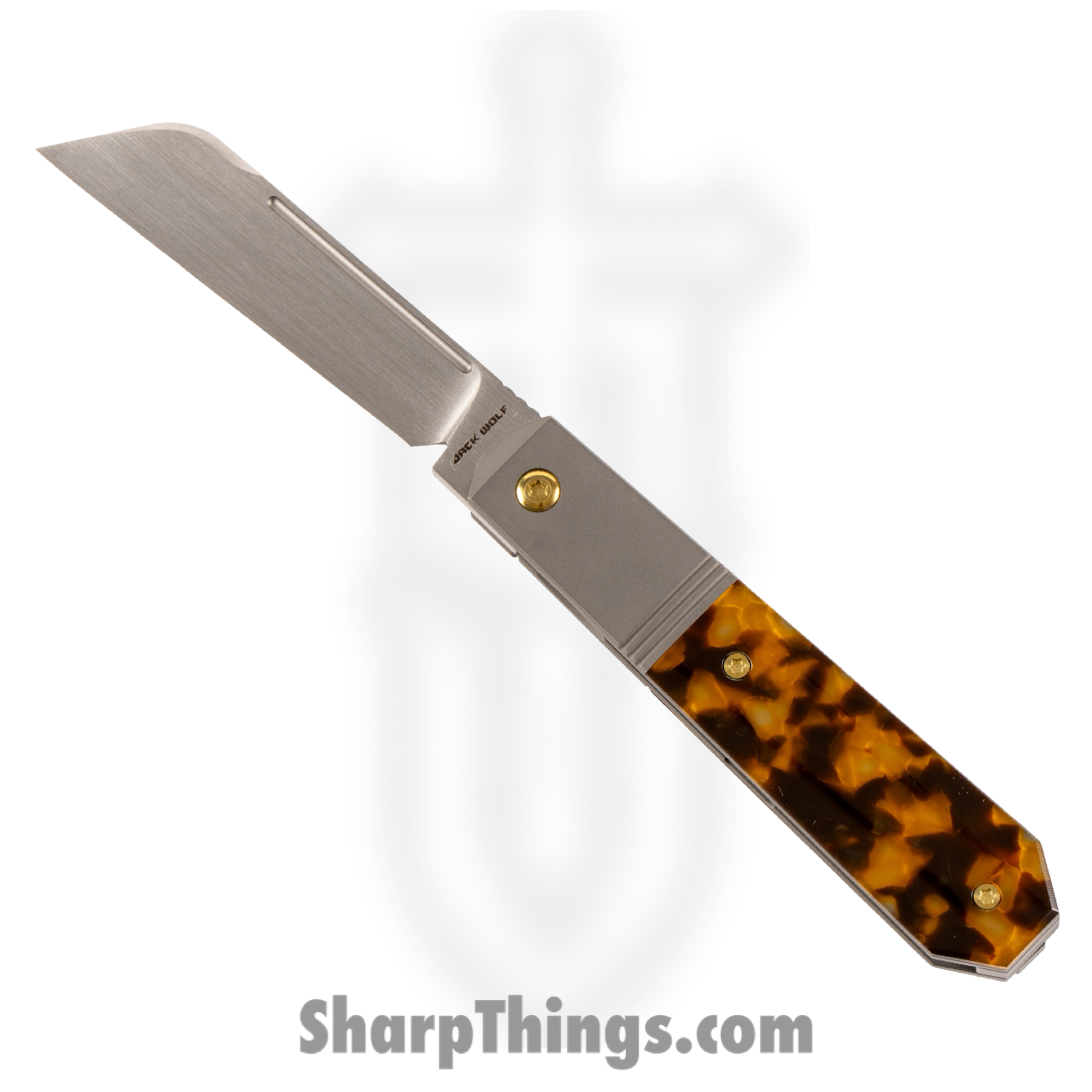 Jack Wolf Knives - AFTER-02-KIR-TOR-SHL - After Hours Jack - Folding Knife - S90V Satin Barlow - Kirinite - Tortoise Shell